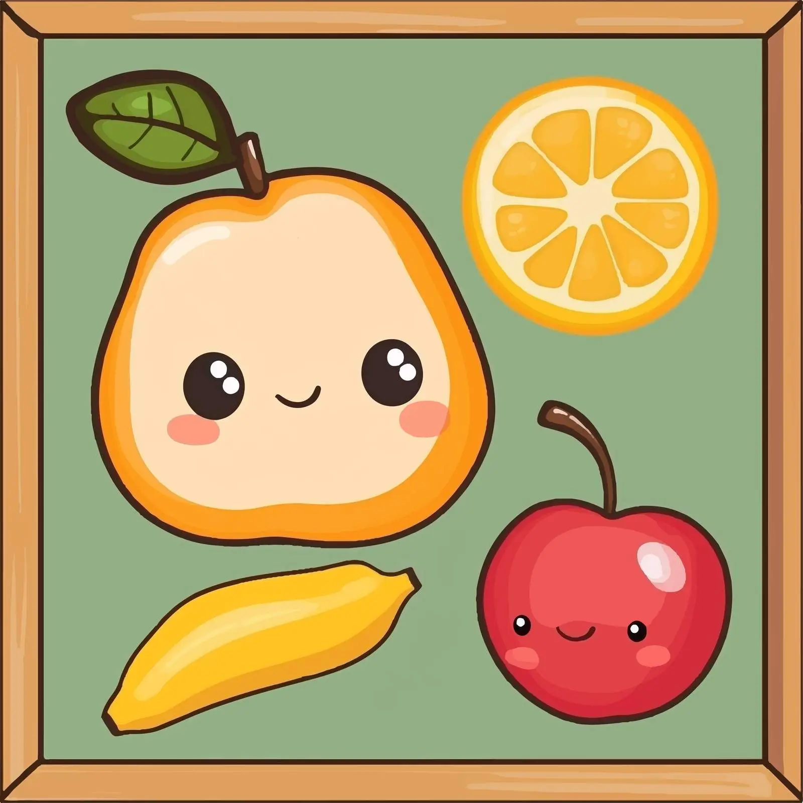 Kawaii Cartoon Fruits with Funny Faces — free download from Dotvec