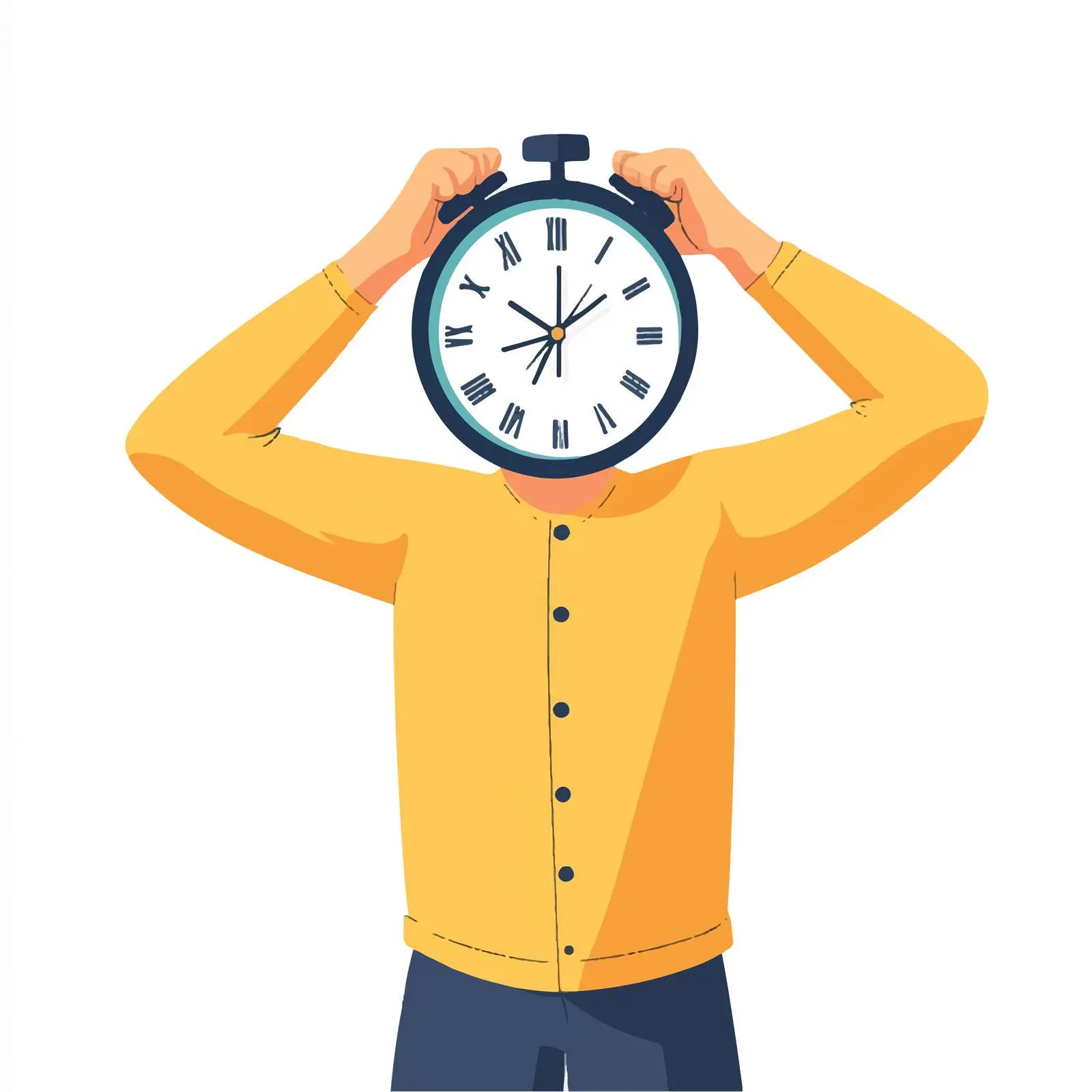 Worried Young Man Holding Clock Illustration – free burden image from Dotvec