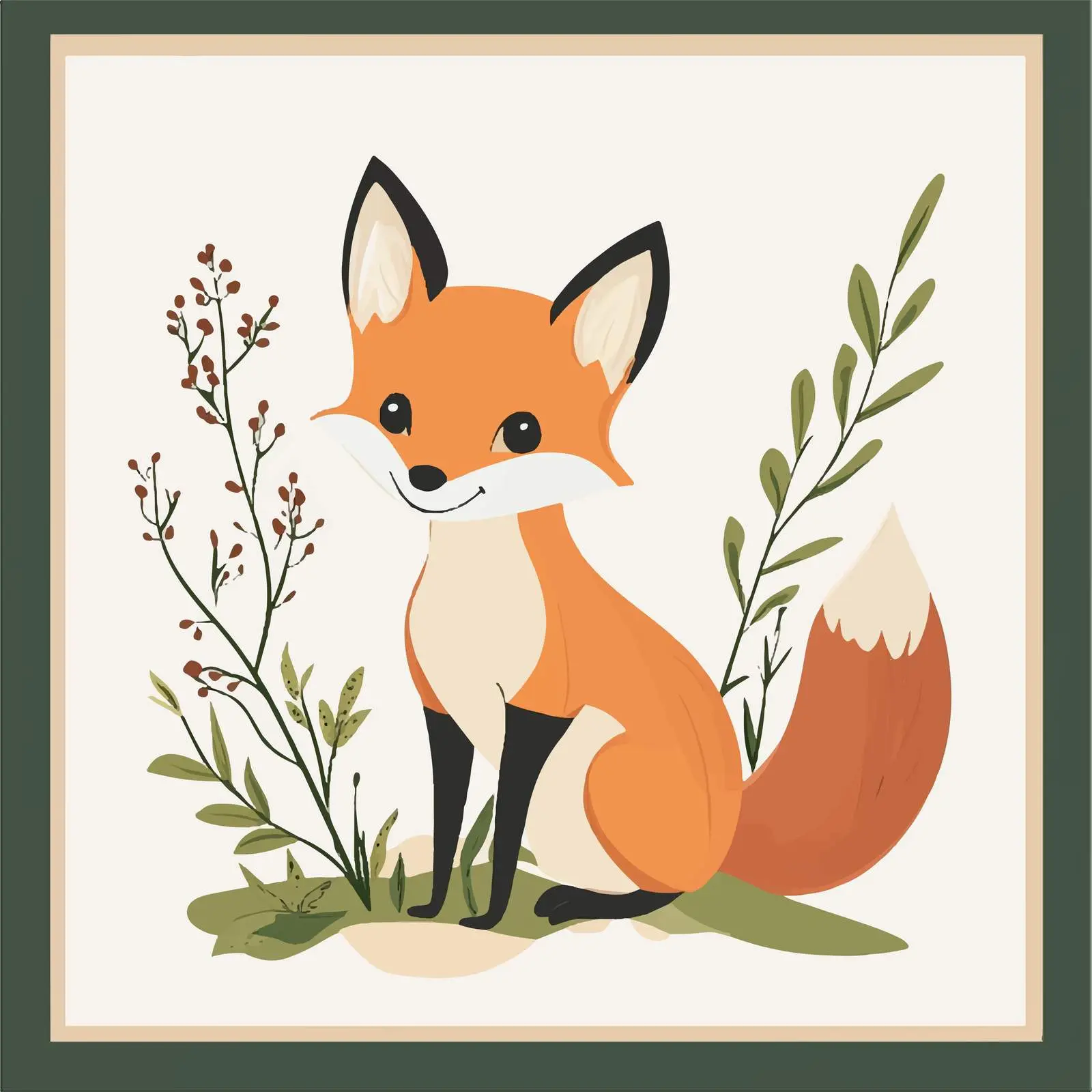 Cute Fox Baby Flat Vector Illustration — free download from Dotvec