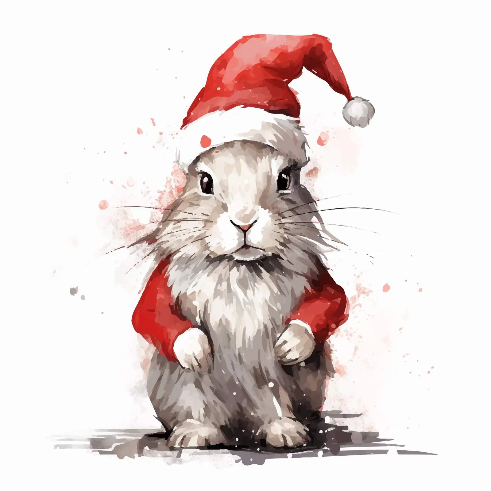 Bunny in Santa Hat Canvas Vector Art free images image from Dotvec