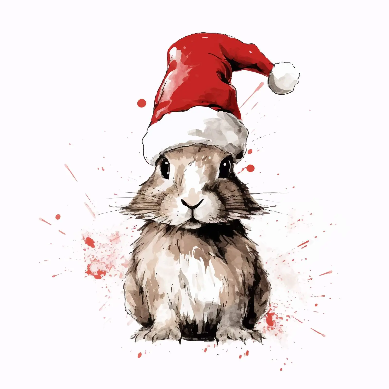 Bunny in Santa Hat Vector Artwork — free download from Dotvec