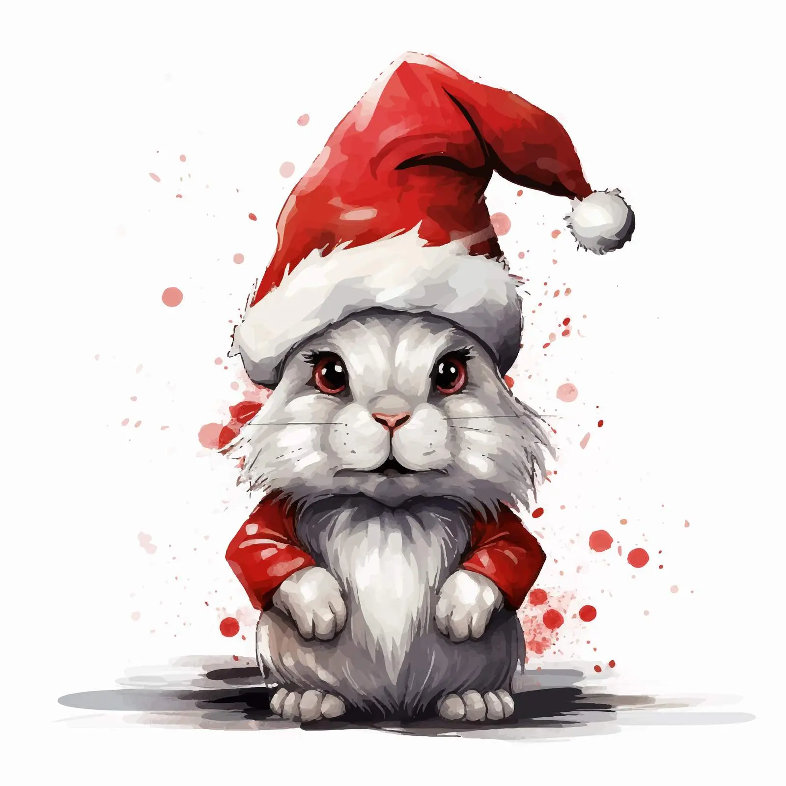 Bunny in Santa Hat Vector Art — free download from Dotvec