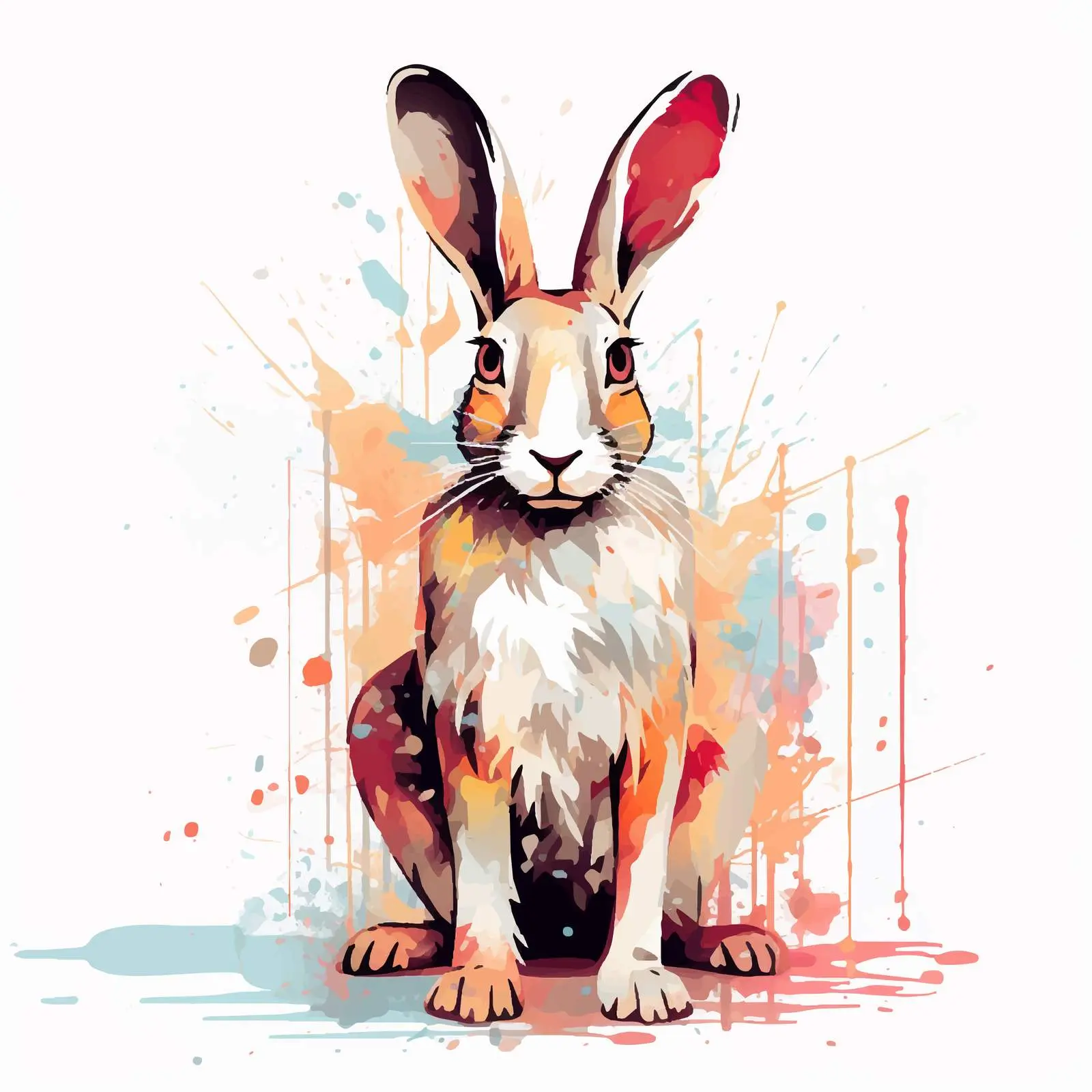 Artistic Bunny on Canvas with Brushstrokes — free download from Dotvec