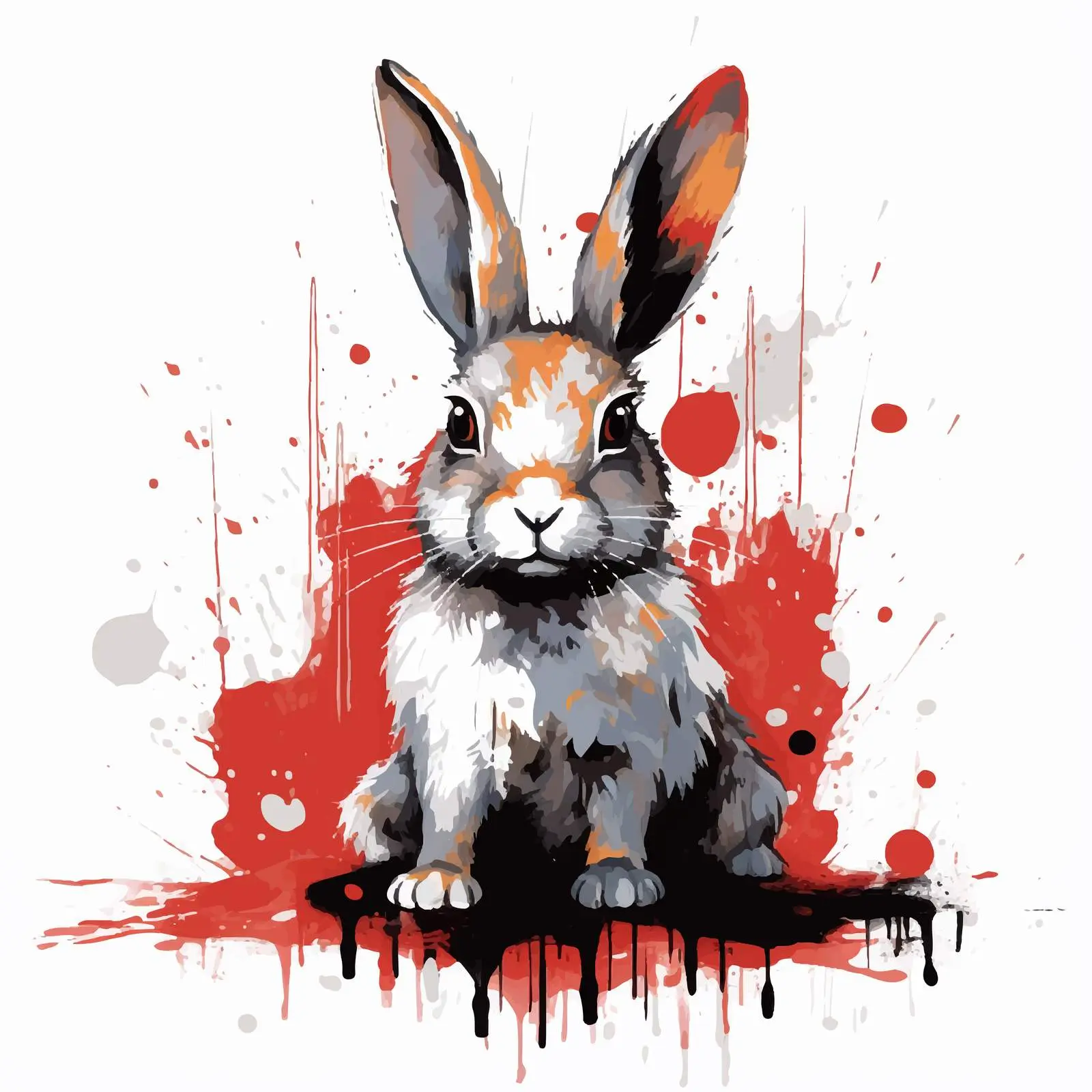 Whimsical Bunny Graphic on Artistic Canvas — free download from Dotvec