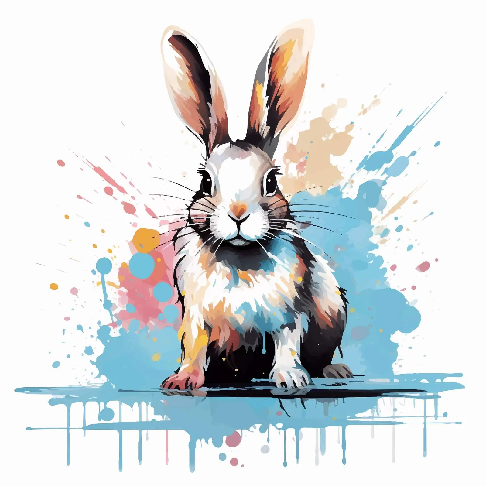 Full Length Graphic Bunny with Brushstrokes — free download from Dotvec