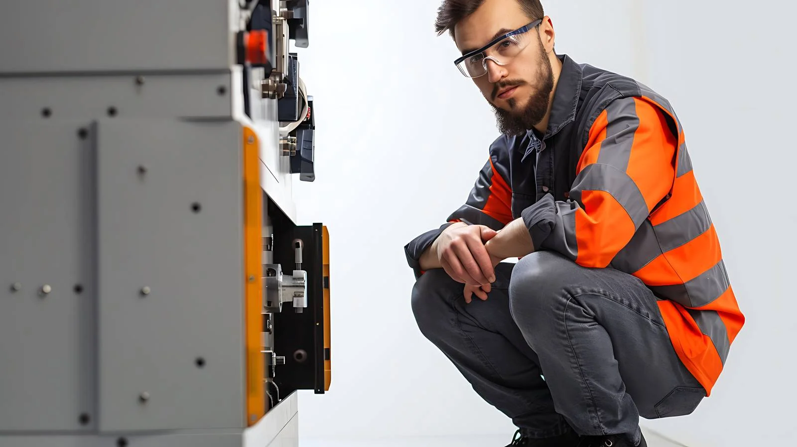 Inspecting Engineer Crouching Full-Length — free download from Dotvec