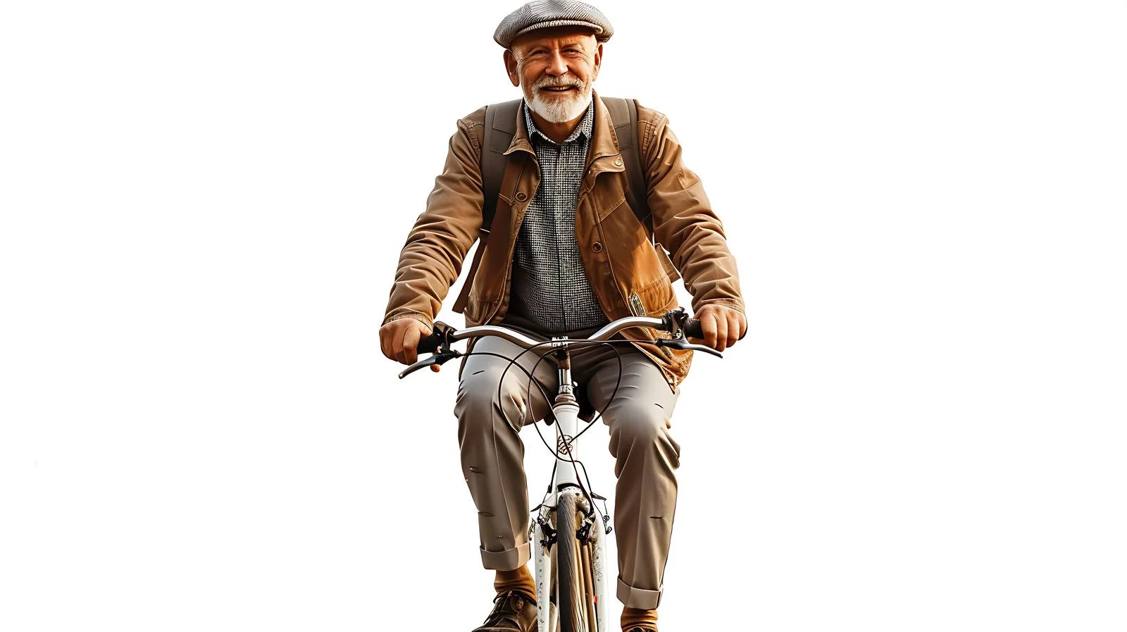 Elderly man happily riding bicycle outdoors — free download from Dotvec
