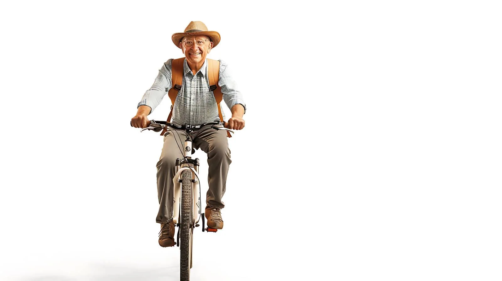 Elderly man smiling while riding bicycle — free download from Dotvec