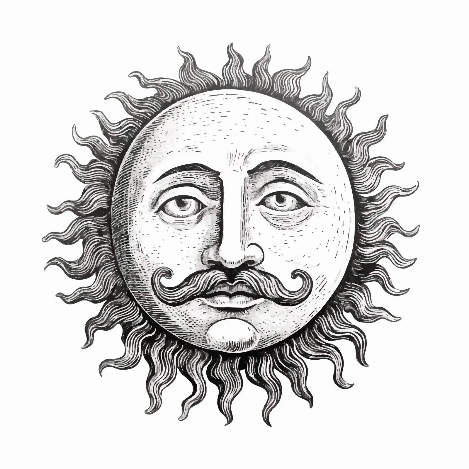 Medieval Engraving of Full Moon with Face — free download from Dotvec