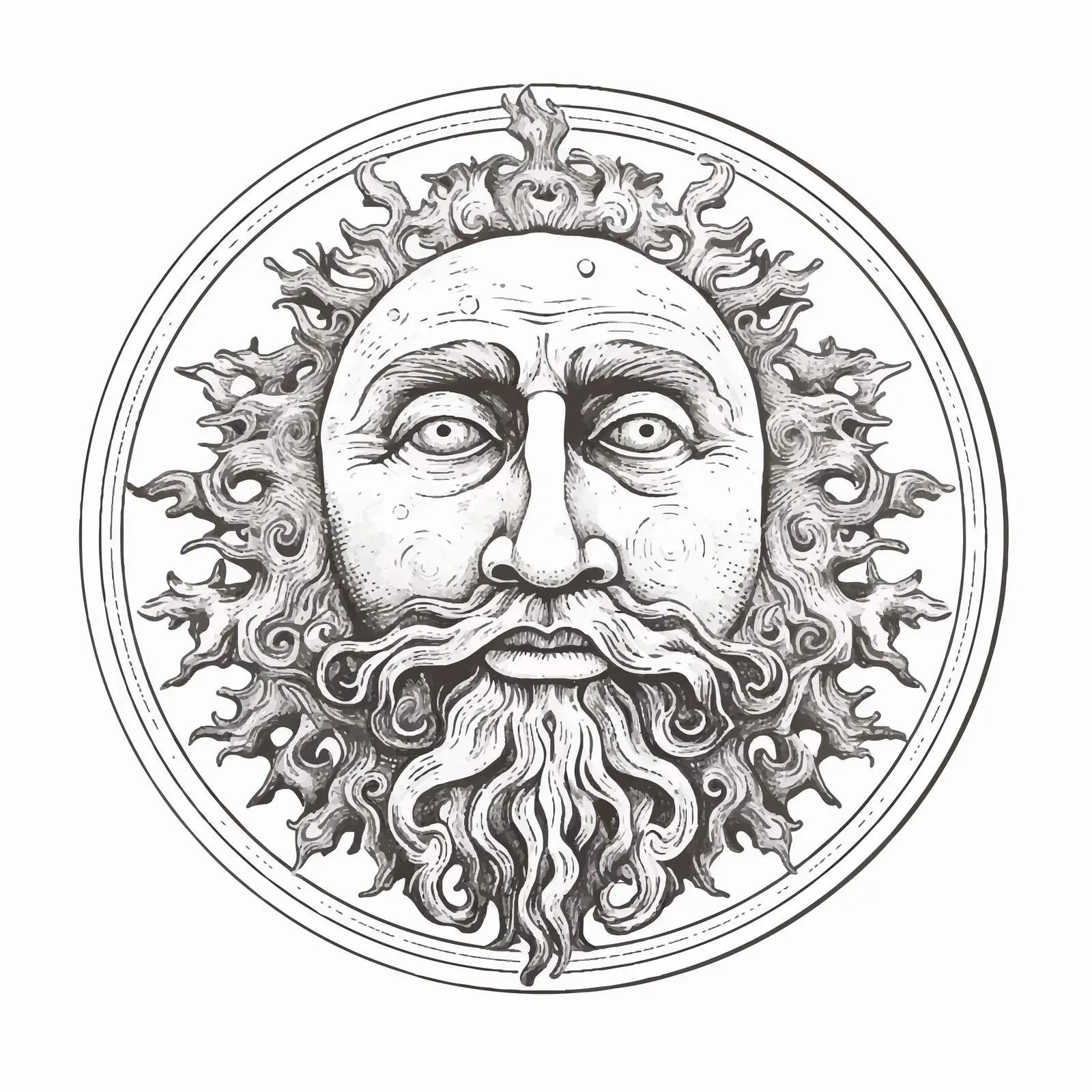 Medieval Engraving of Full Moon with Face – free full moon image from Dotvec