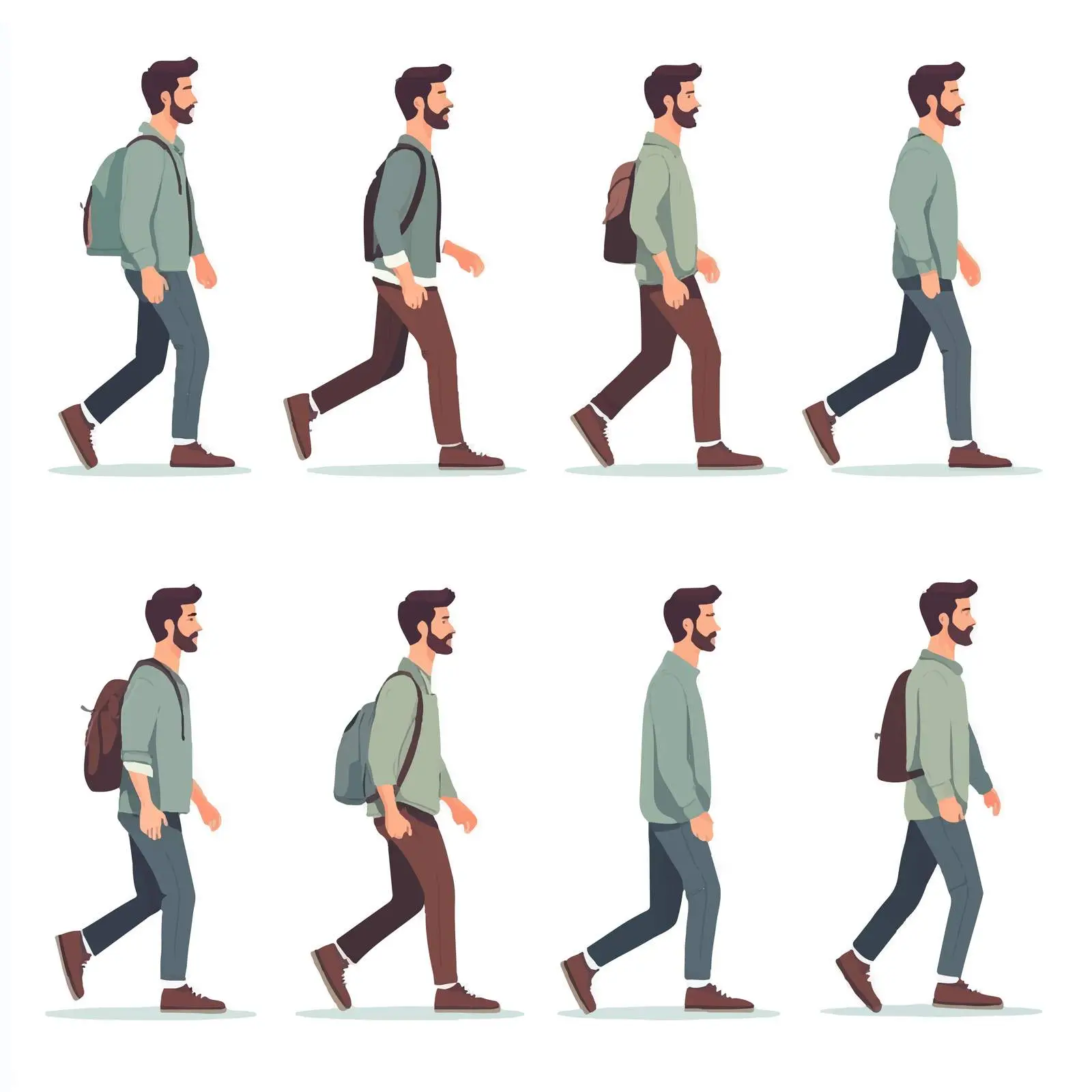 Man in Motion Walk Cycle Animation Vector — free download from Dotvec