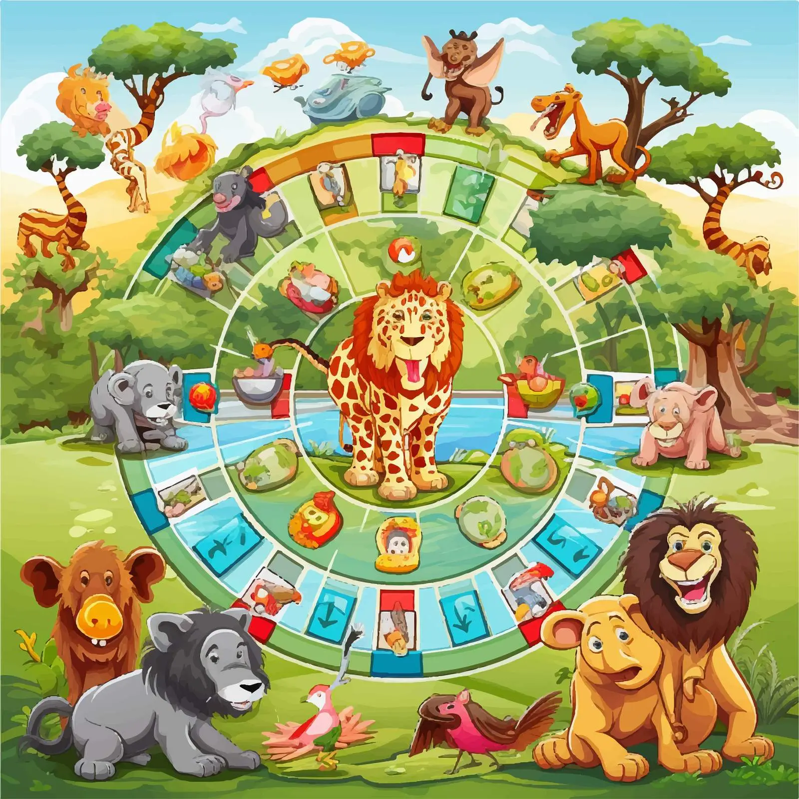 Fun Animal Board Game Template Illustration — free download from Dotvec
