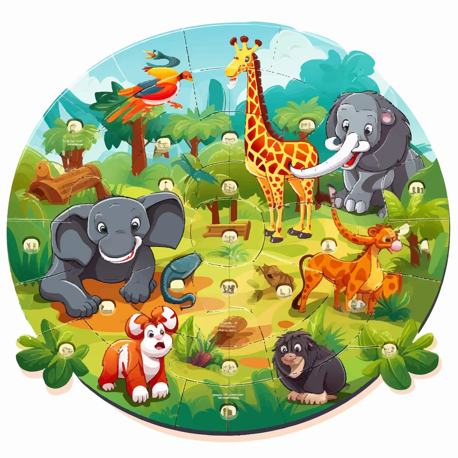 Zoo Themed Fun Board Game Vector Illustration — free download from Dotvec