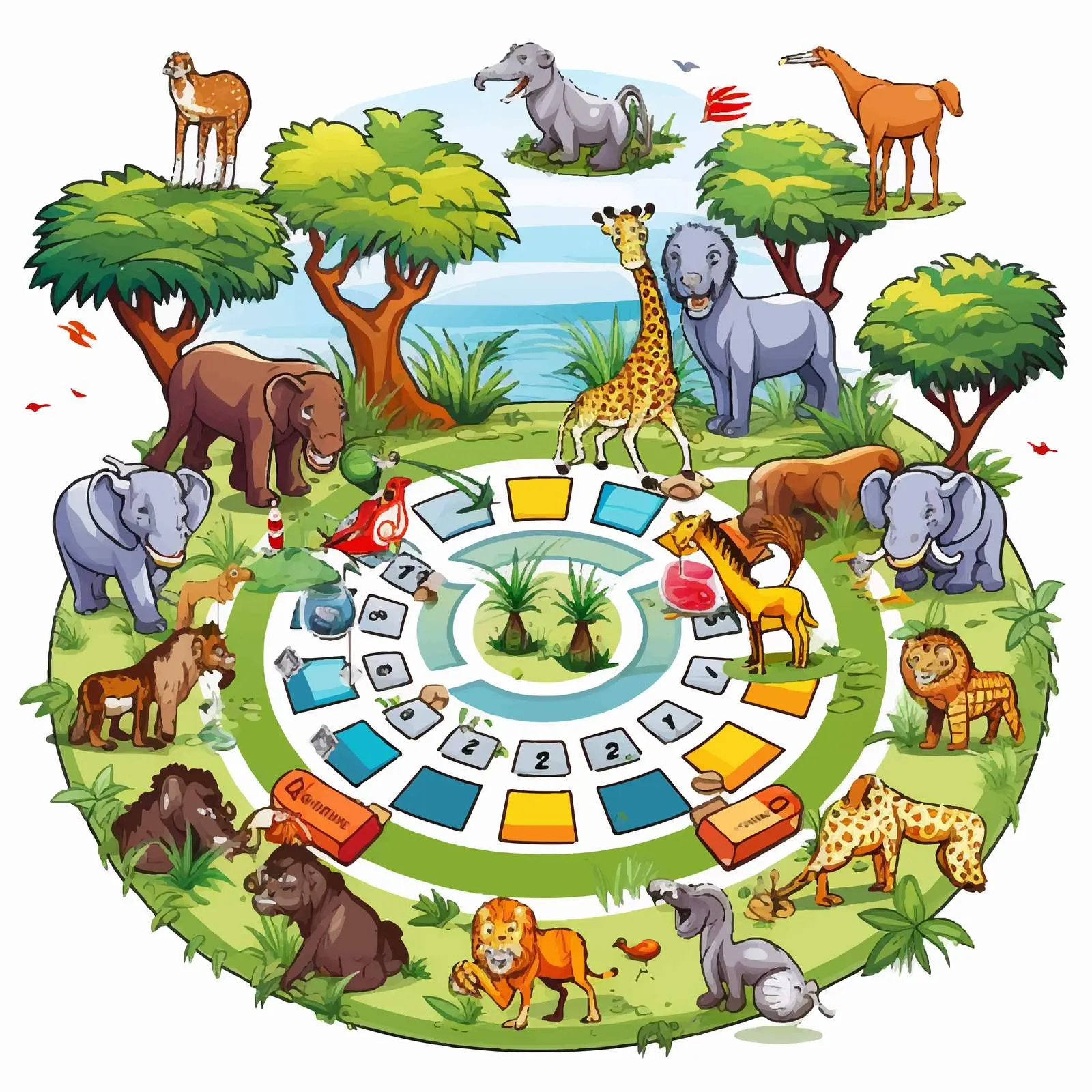 Zoo Themed Fun Board Game Vector Illustration — free download from Dotvec