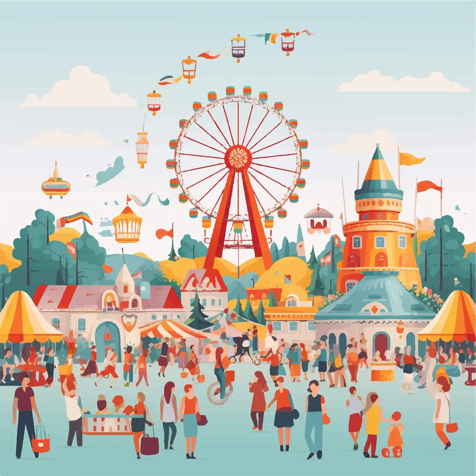 Colorful Fun Fair Poster in Vector Style – free fairground image from Dotvec