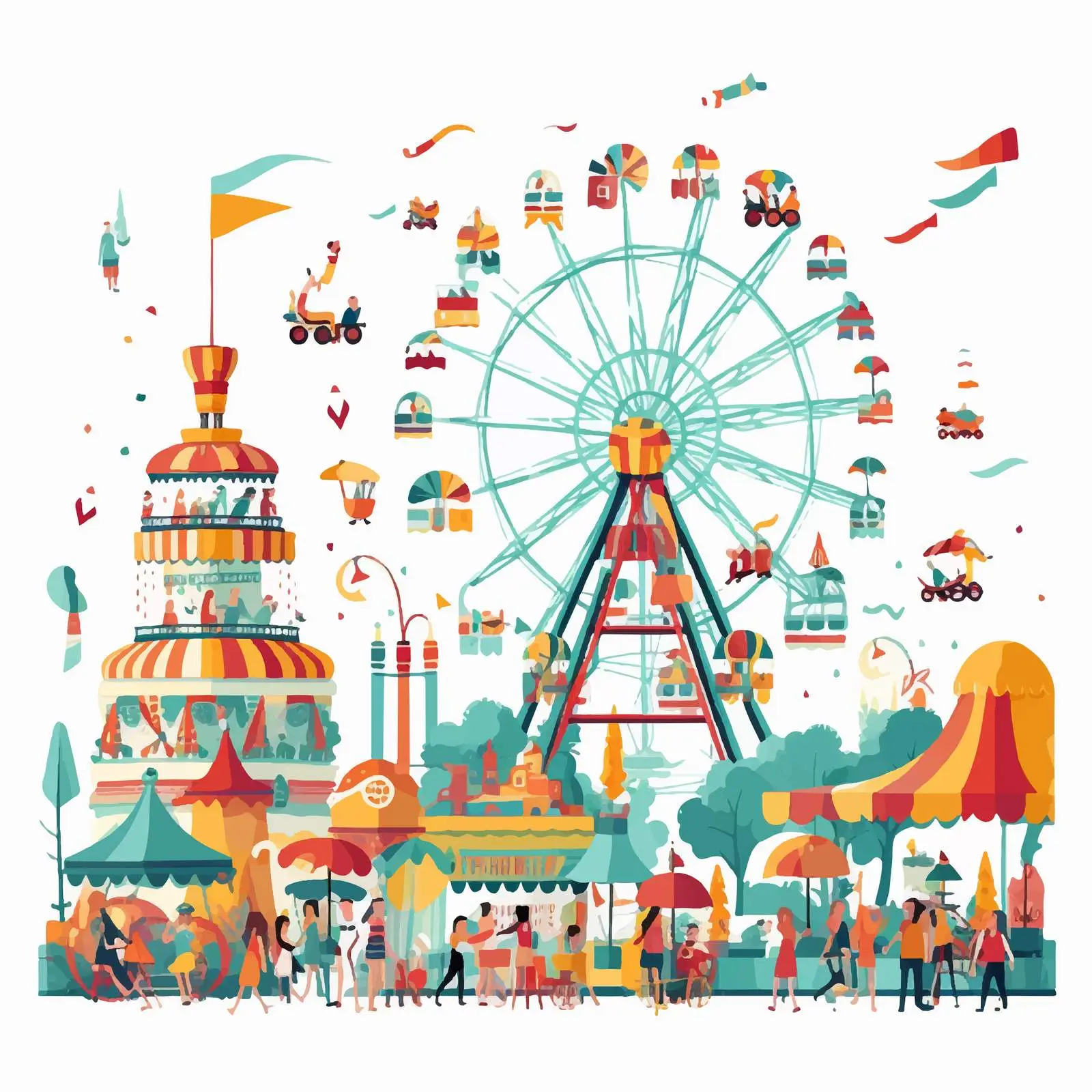 Colorful Fun Fair Cartoon Vector Poster — free download from Dotvec