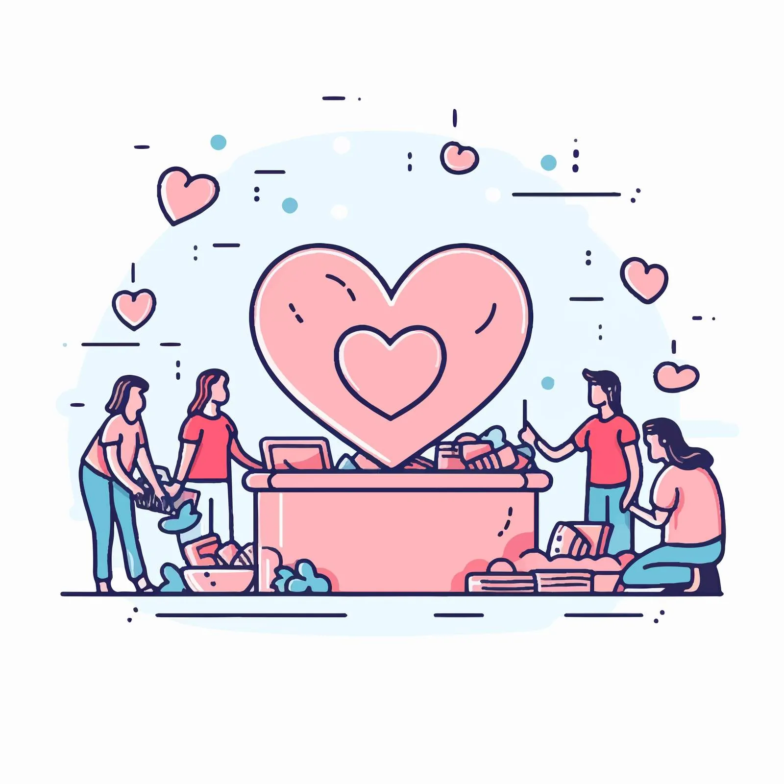 Flat Line Art Fundraising Illustration — free download from Dotvec