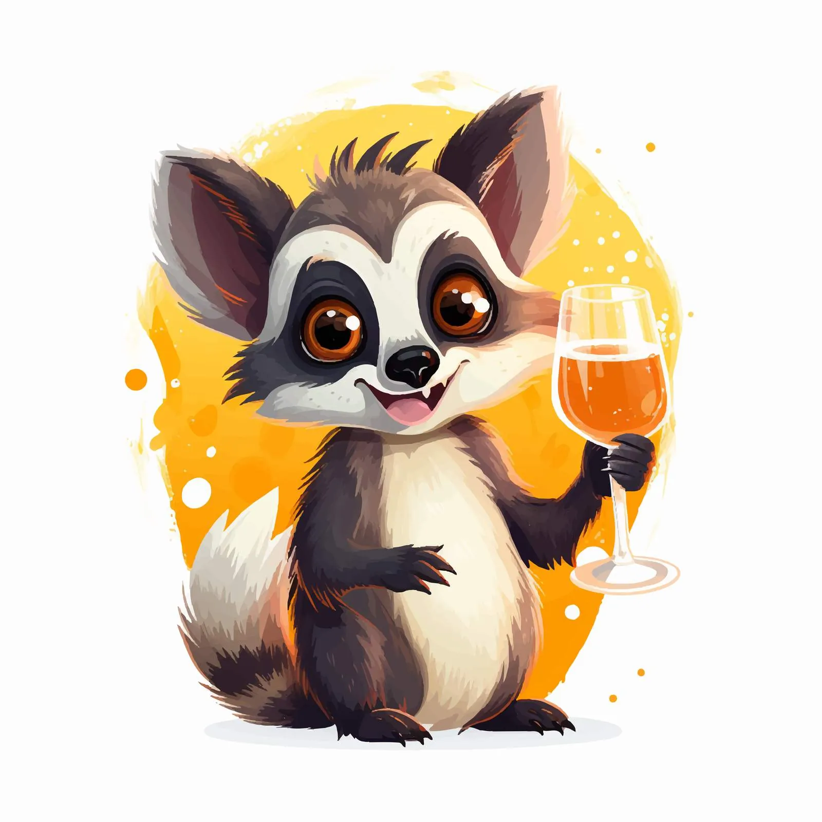 Happy Lemur Celebrating with Champagne — free download from Dotvec