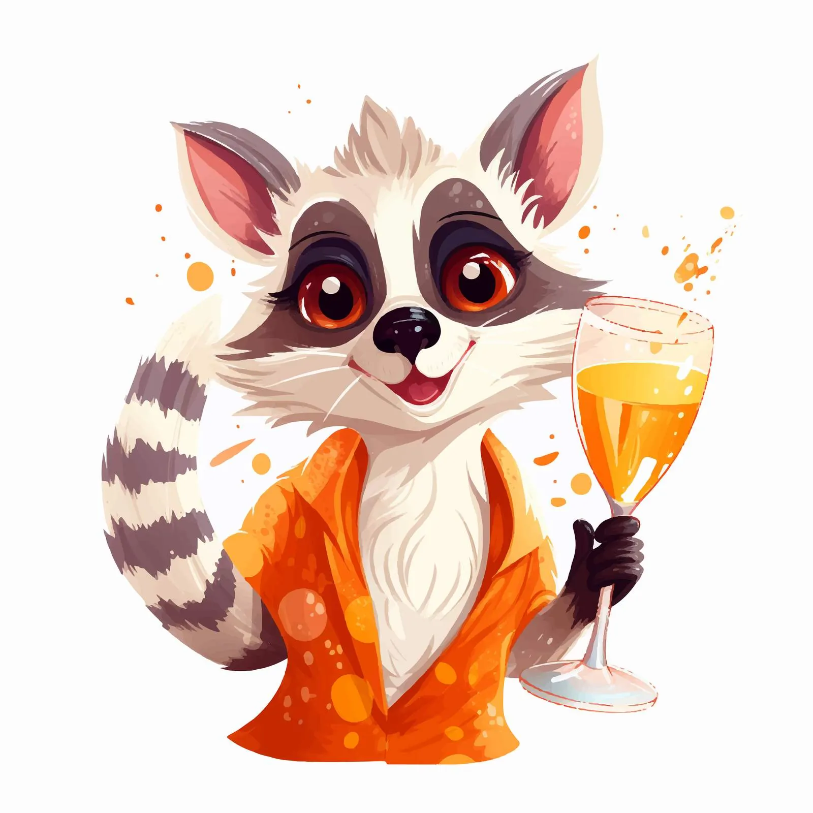Lemur Celebrating Holiday with Champagne — free download from Dotvec