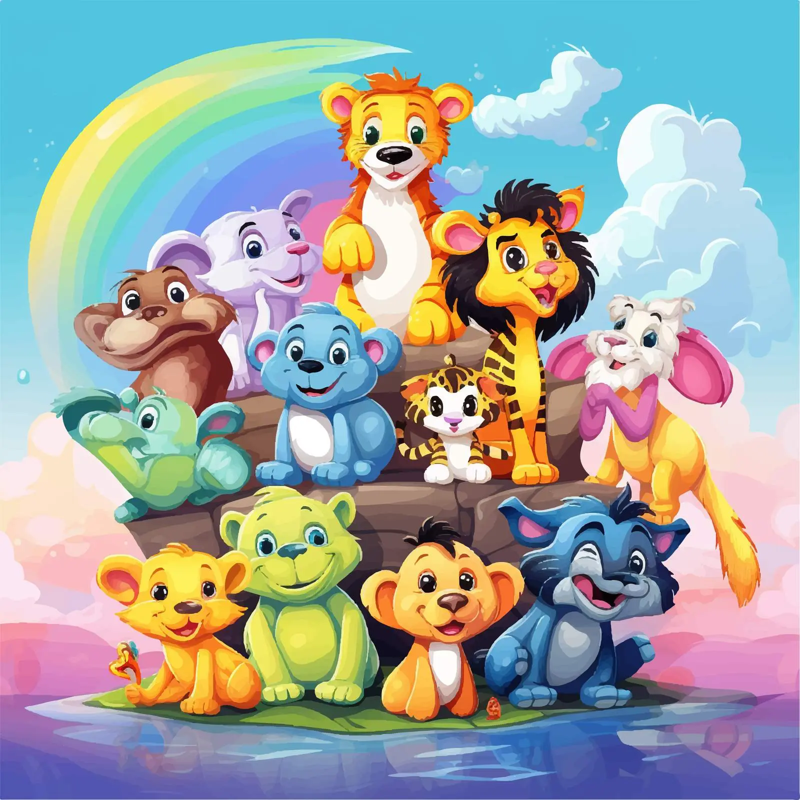 Funny Animals Engaging in Colorful Activities — free download from Dotvec