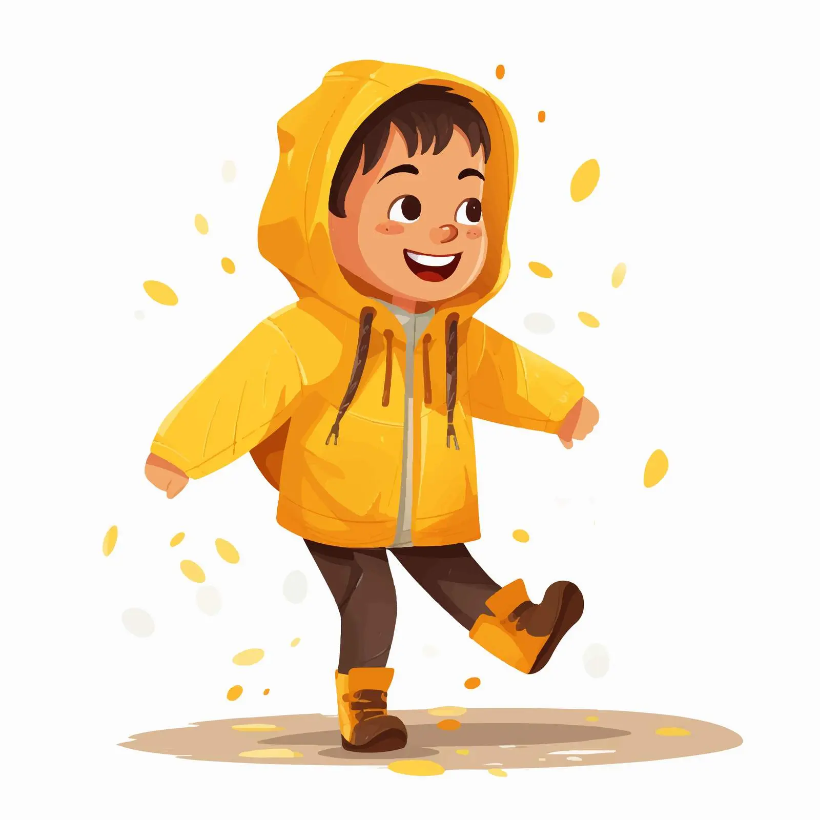 Boy in Raincoat Joyfully Playing in Puddle — free download from Dotvec