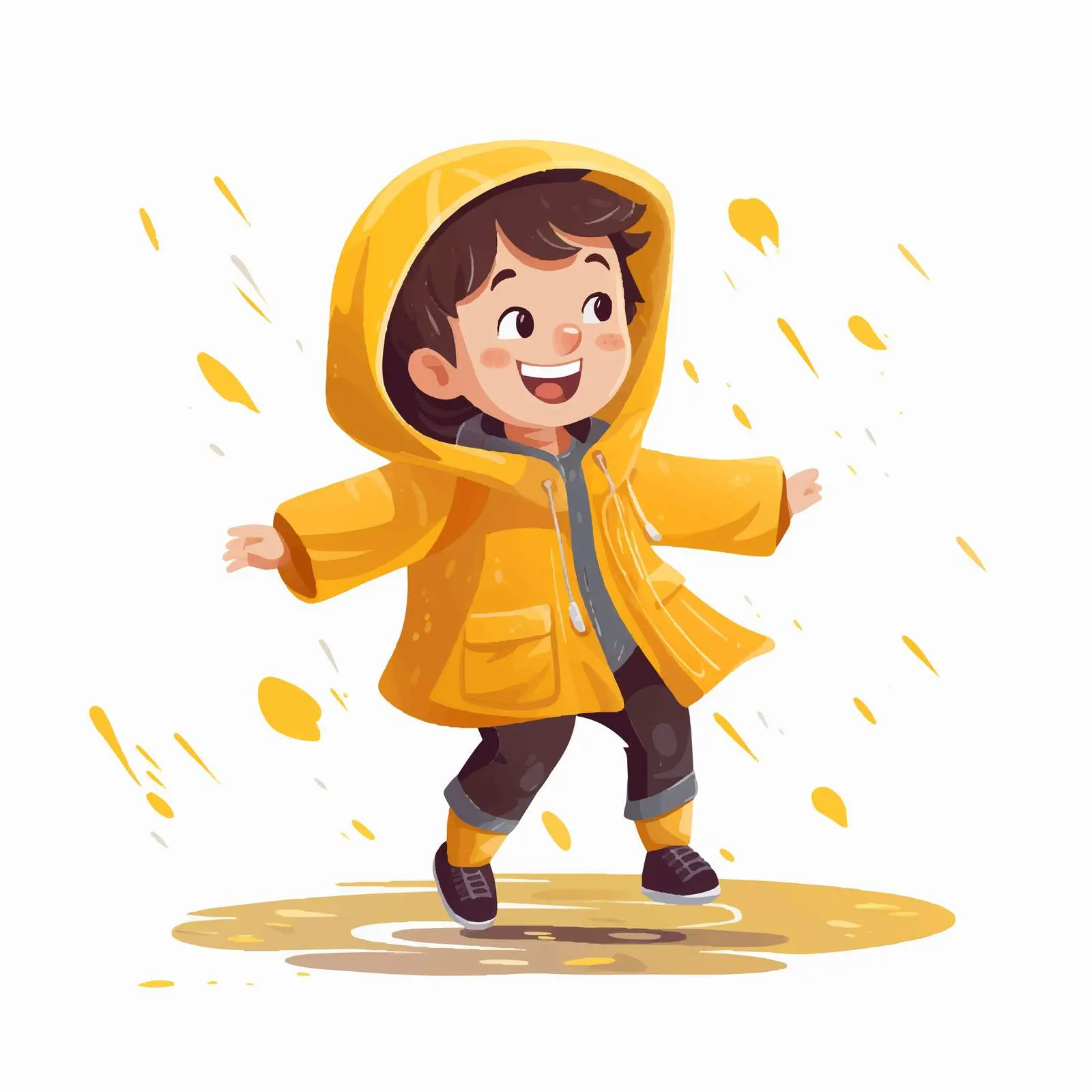 Boy in Raincoat Playing in Autumn Puddle — free download from Dotvec