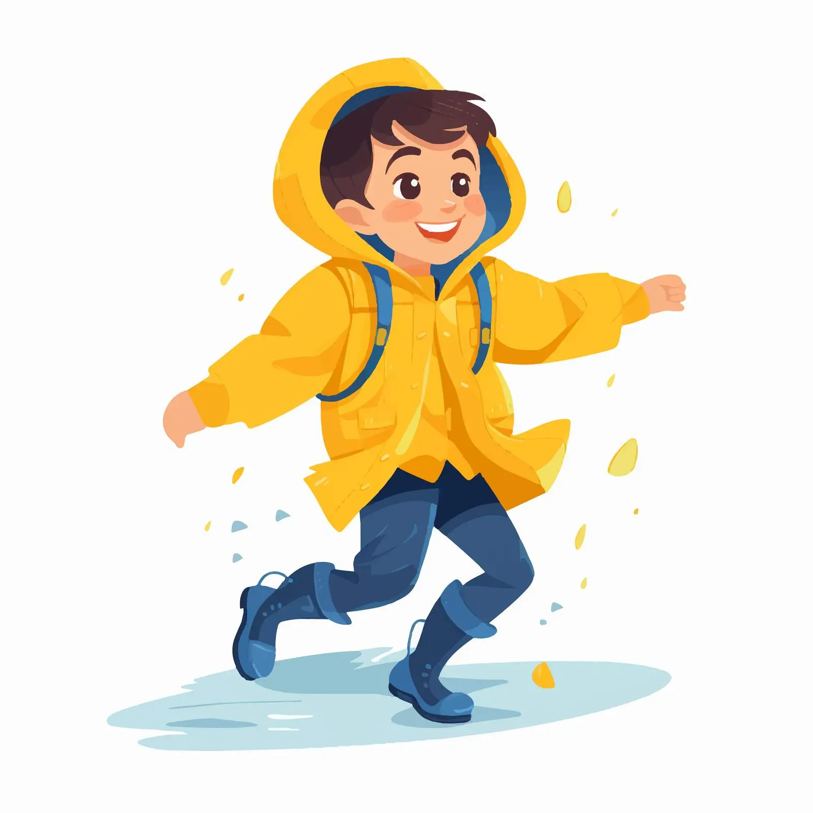 Boy in Raincoat Playing in Autumn Puddle — free download from Dotvec