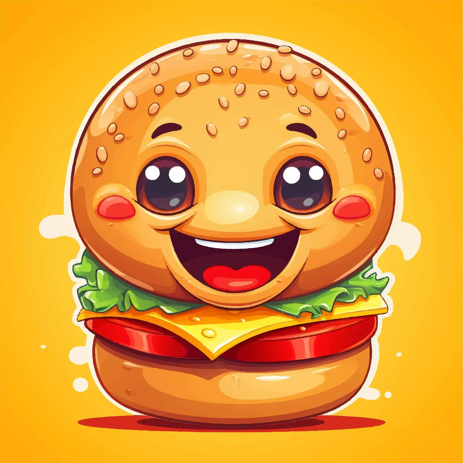 Cute Happy Face Burger Vector Illustration – free fast casual image from Dotvec