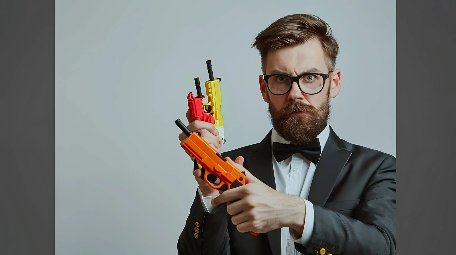 Playful Businessman with Toy Guns — free download from Dotvec