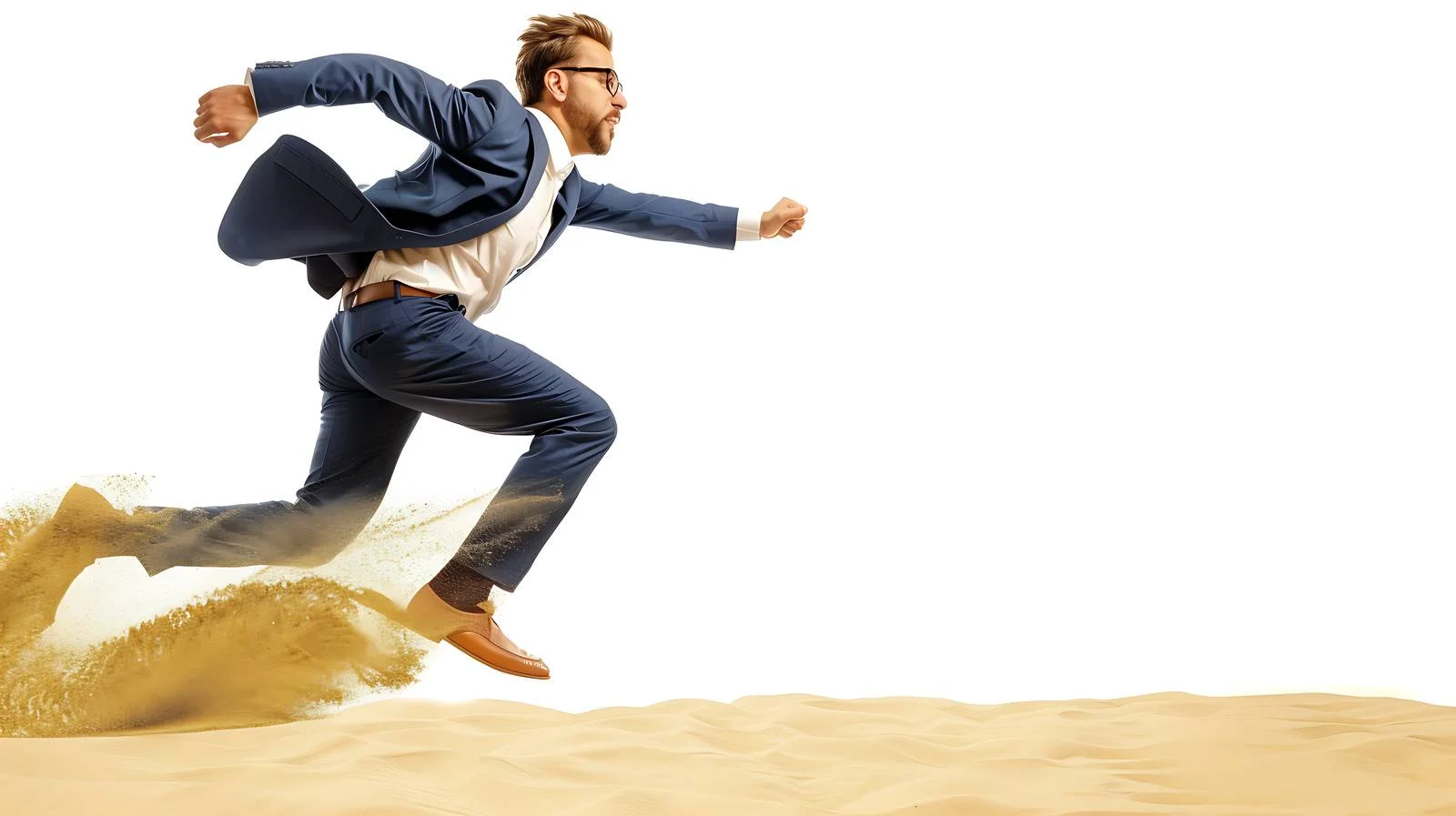 Businessman Escapes Office Work, Beach Run — free download from Dotvec
