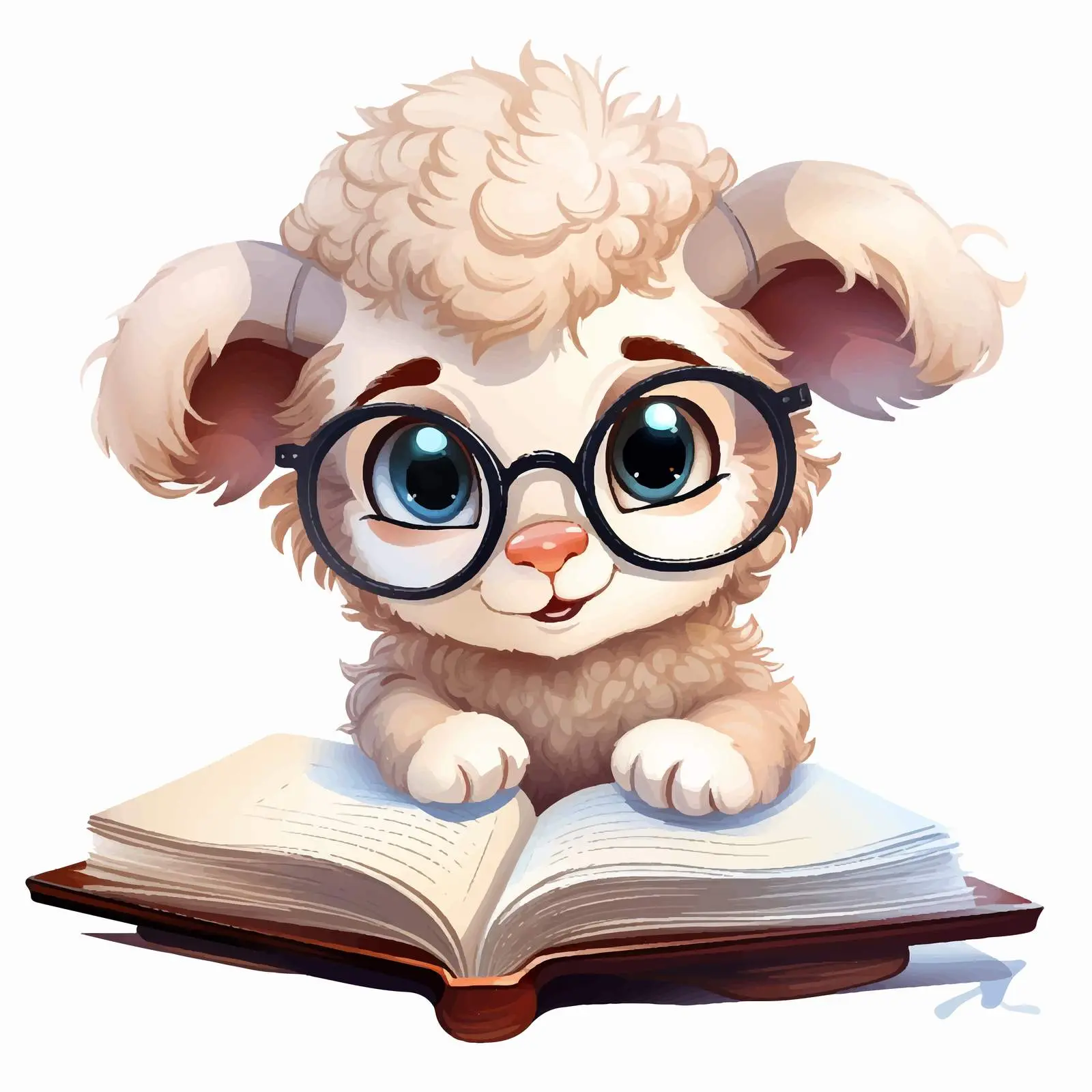 Funny Cartoon Sheep at Table with Open Book — free download from Dotvec