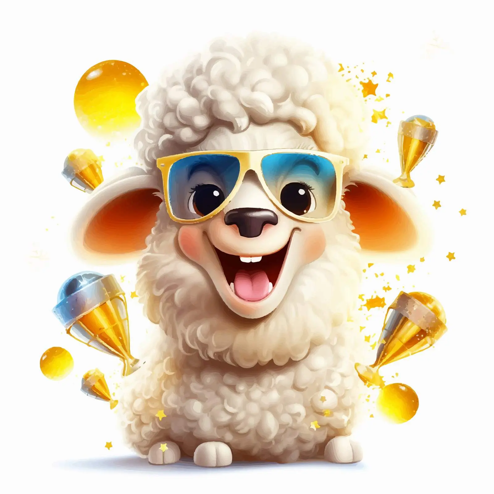Playful Cartoon Sheep with Party Accessories — free download from Dotvec