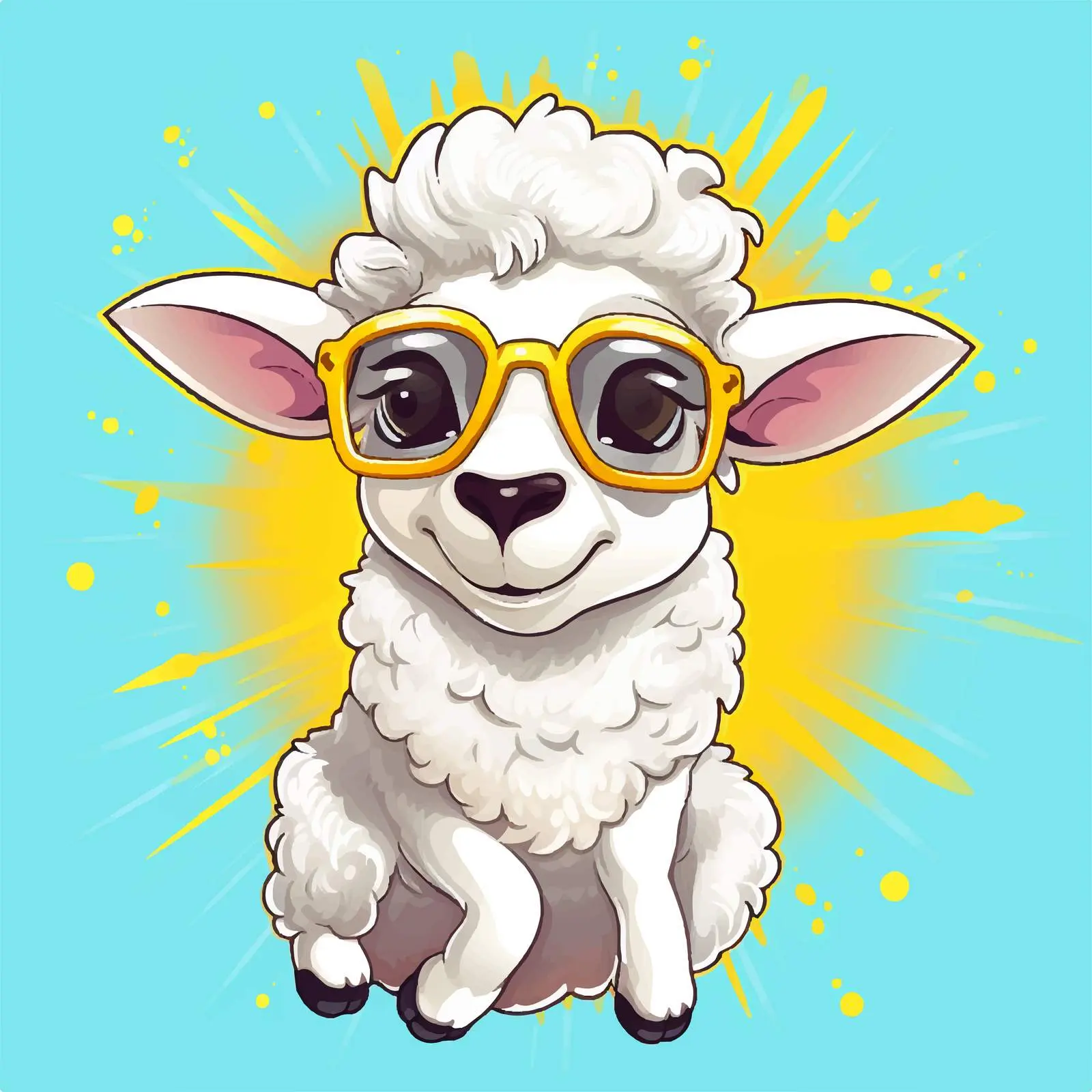 Funny Cartoon Sheep with Party Accessories — free download from Dotvec