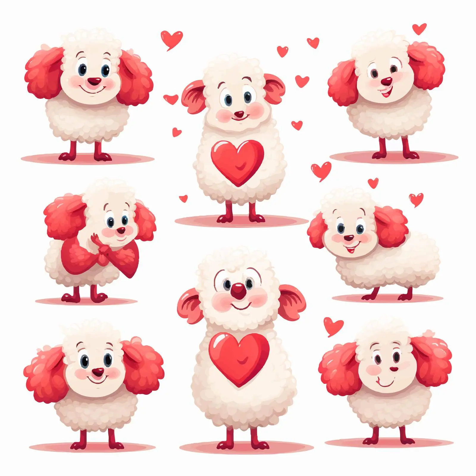 Cute Cartoon Sheep Valentine's Day Clip Art Set – free holiday graphics image from Dotvec