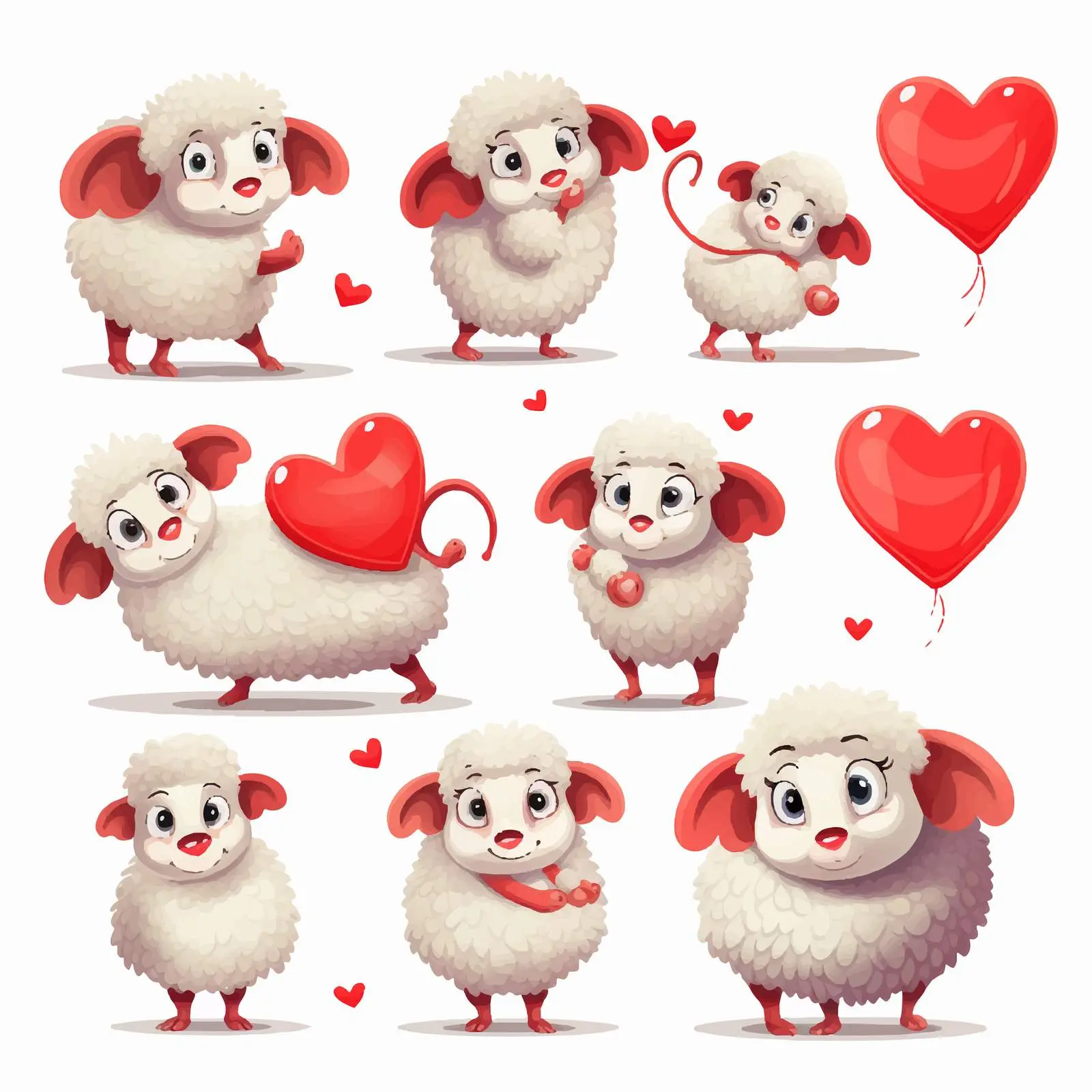 Valentine's Cartoon Sheep Clip Art Set – free seasonal theme image from Dotvec