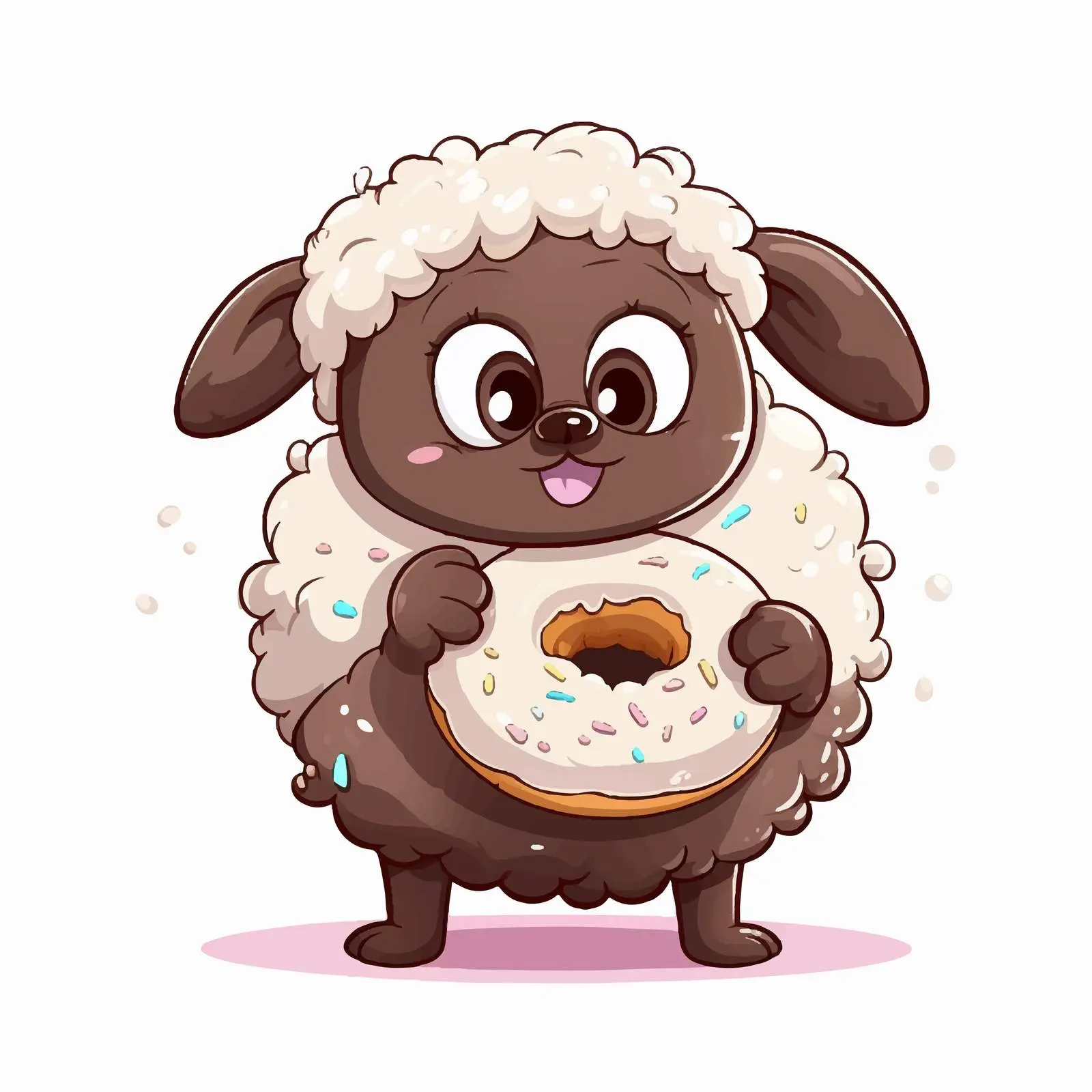Funny Cartoon Sheep with Chocolate Donut — free download from Dotvec