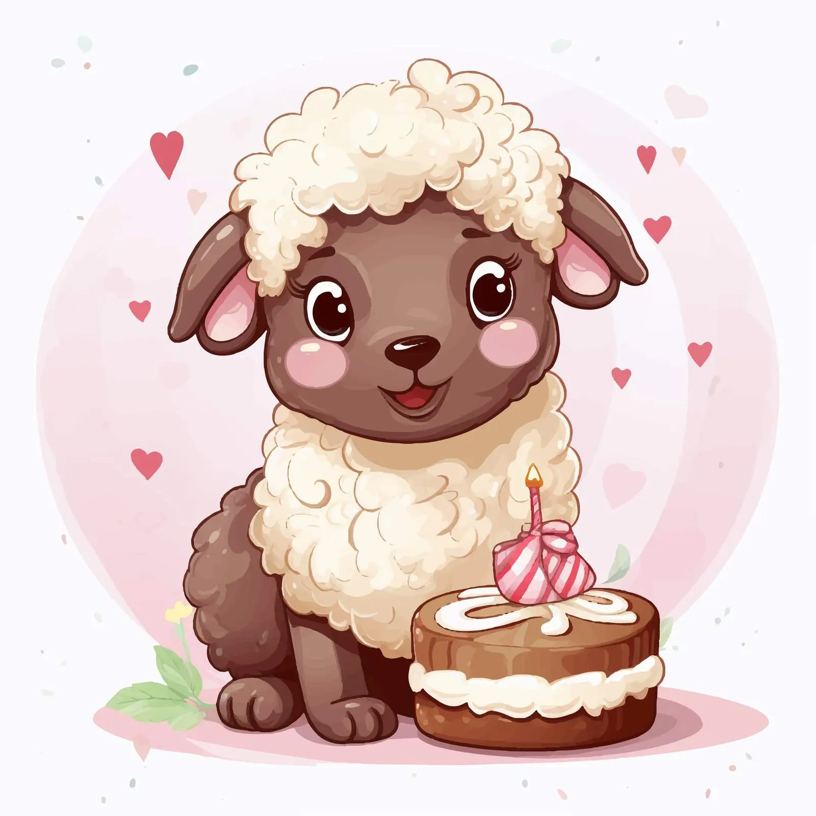 Funny Cartoon Sheep with Chocolate Donut — free download from Dotvec