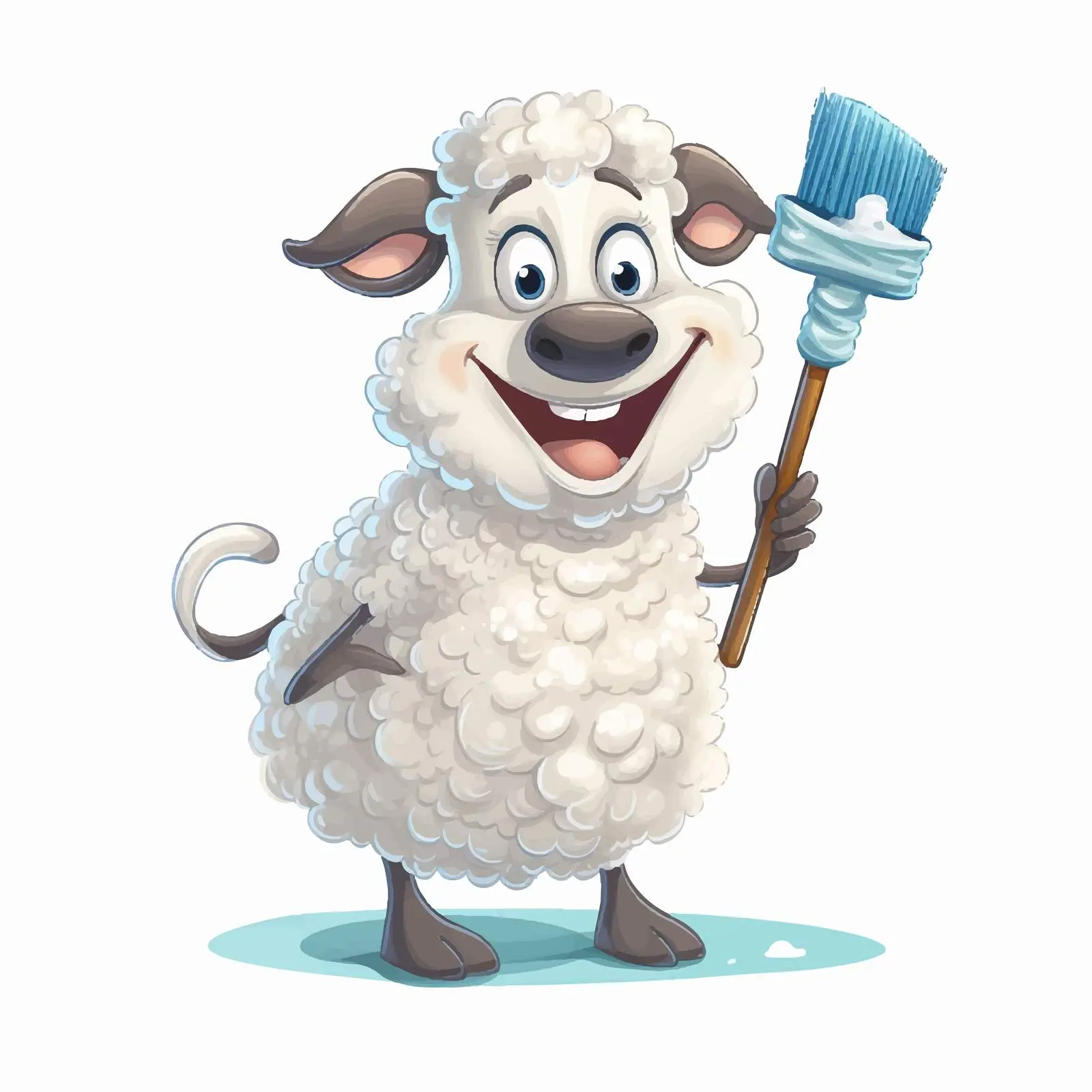 Funny Cartoon Sheep with Toothbrush and Paste – free cleaning image from Dotvec