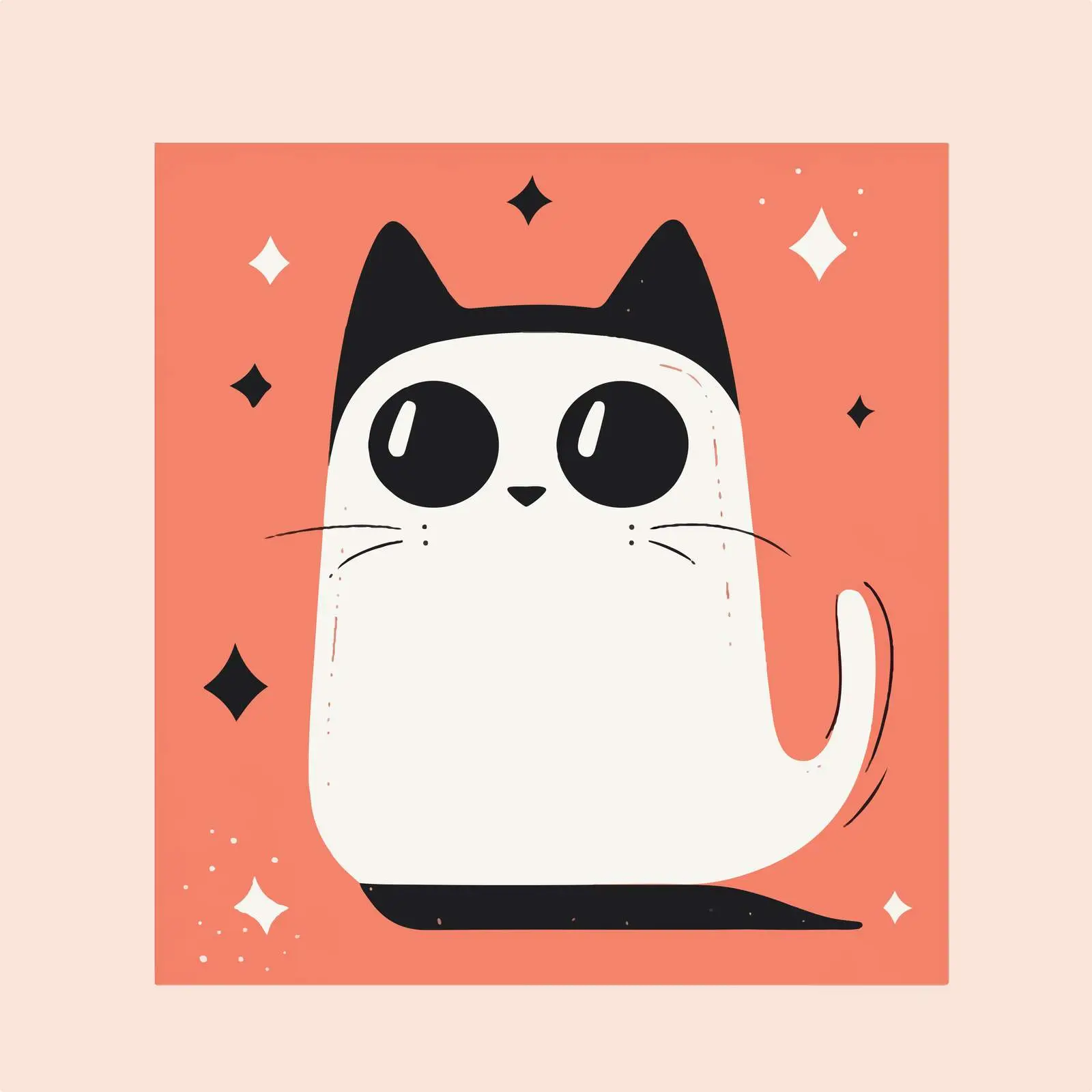 Funny Cat Ghost Halloween Vector Doodle Illustration — free download from Dotvec