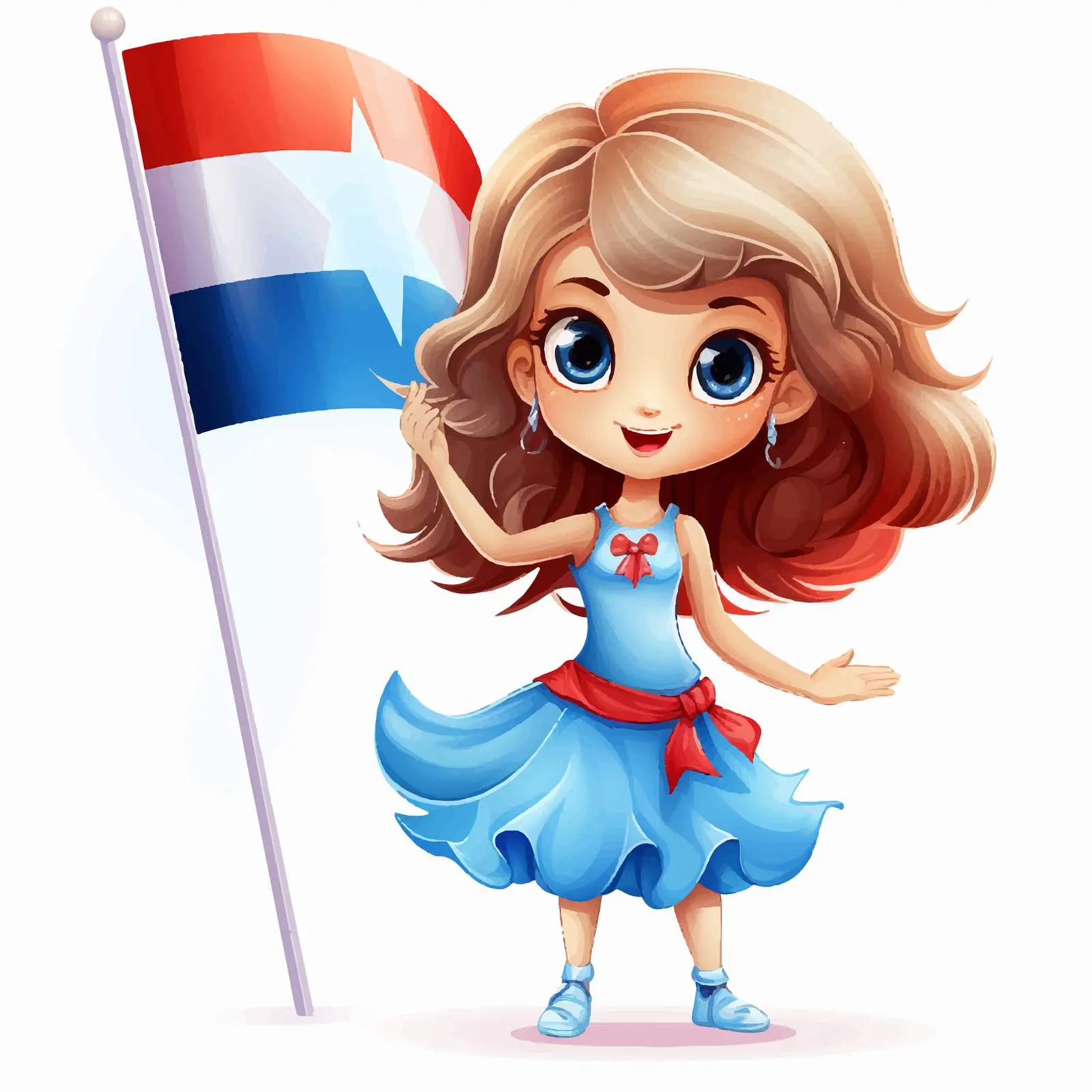 Cute Girl Holding Luxembourg Flag Vector Art — free download from Dotvec