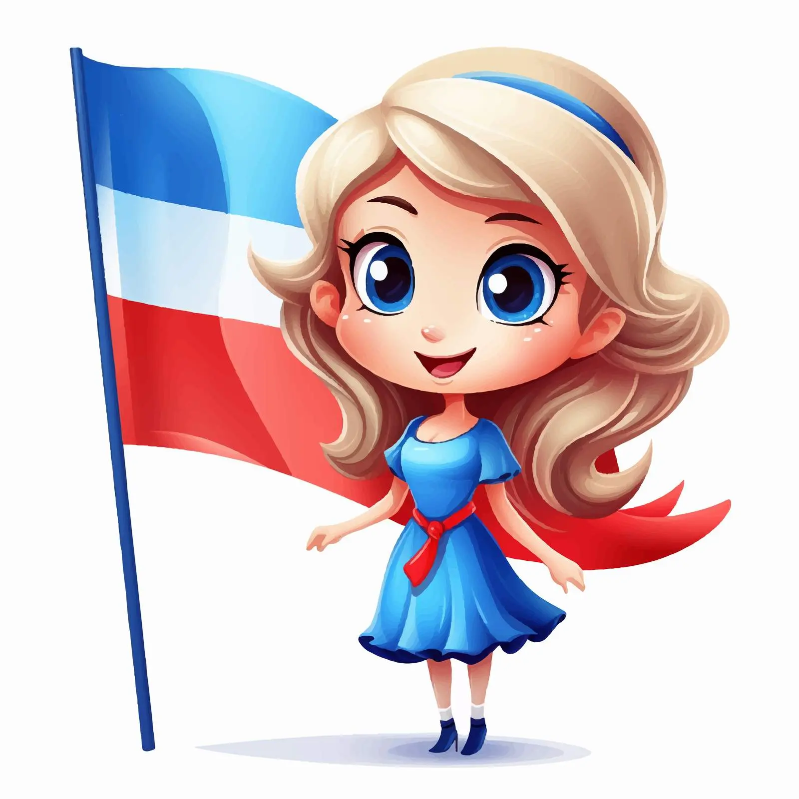 Cute Girl with Luxembourg Flag Clip Art – free cartoonish style image from Dotvec