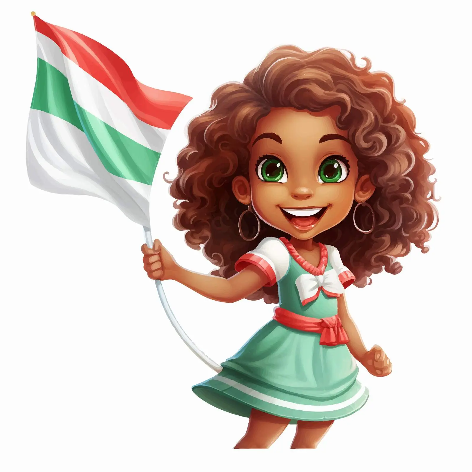 Cute Girl Holding Madagascar Flag Vector Art — free download from Dotvec