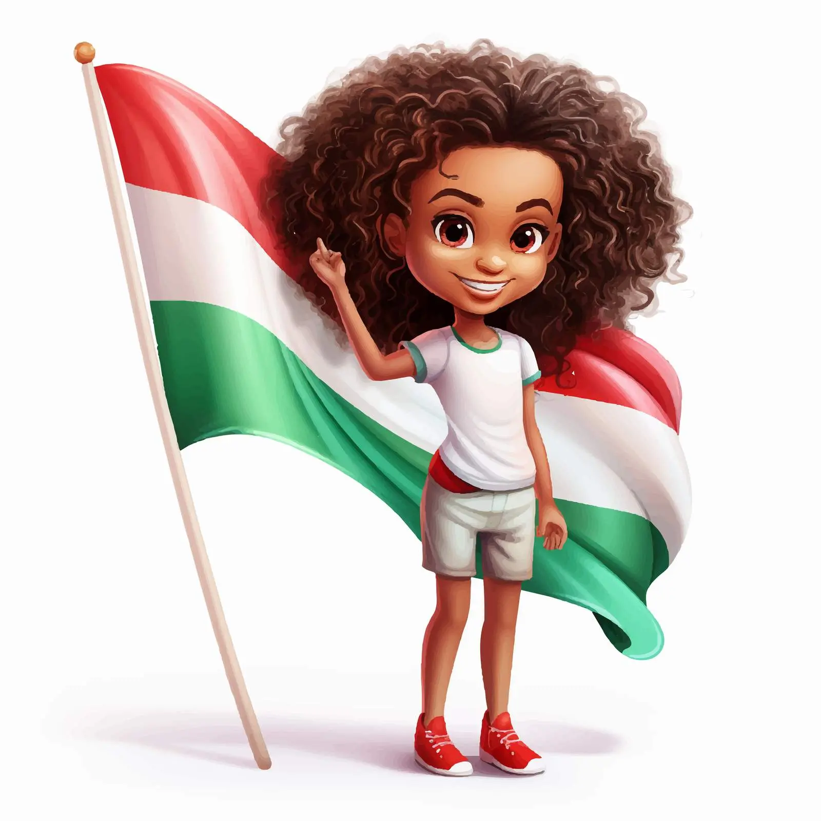 Cute Girl with Madagascar Flag Vector – free adorable character image from Dotvec