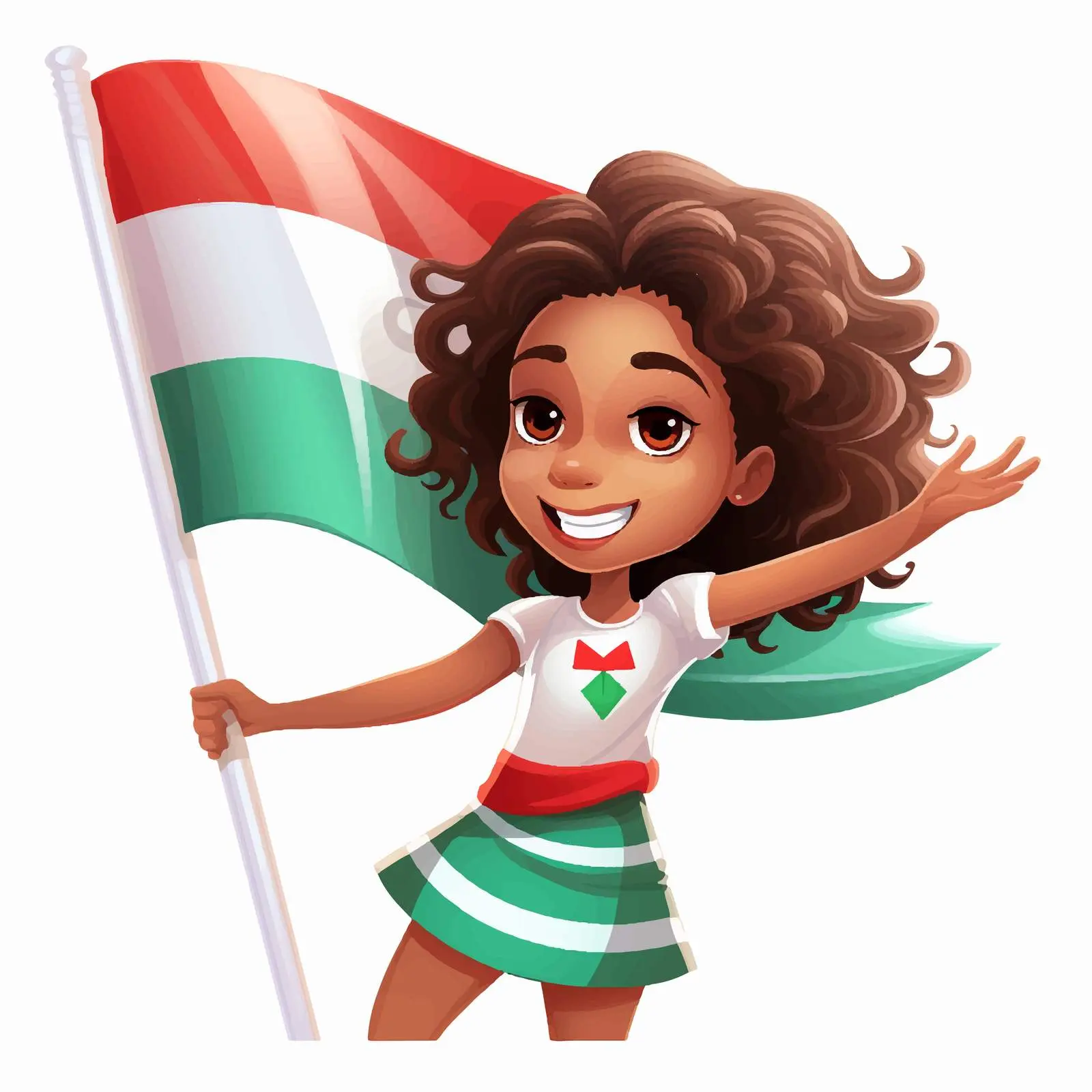 Cute Girl with Madagascar Flag Vector Art – free youthful energy image from Dotvec