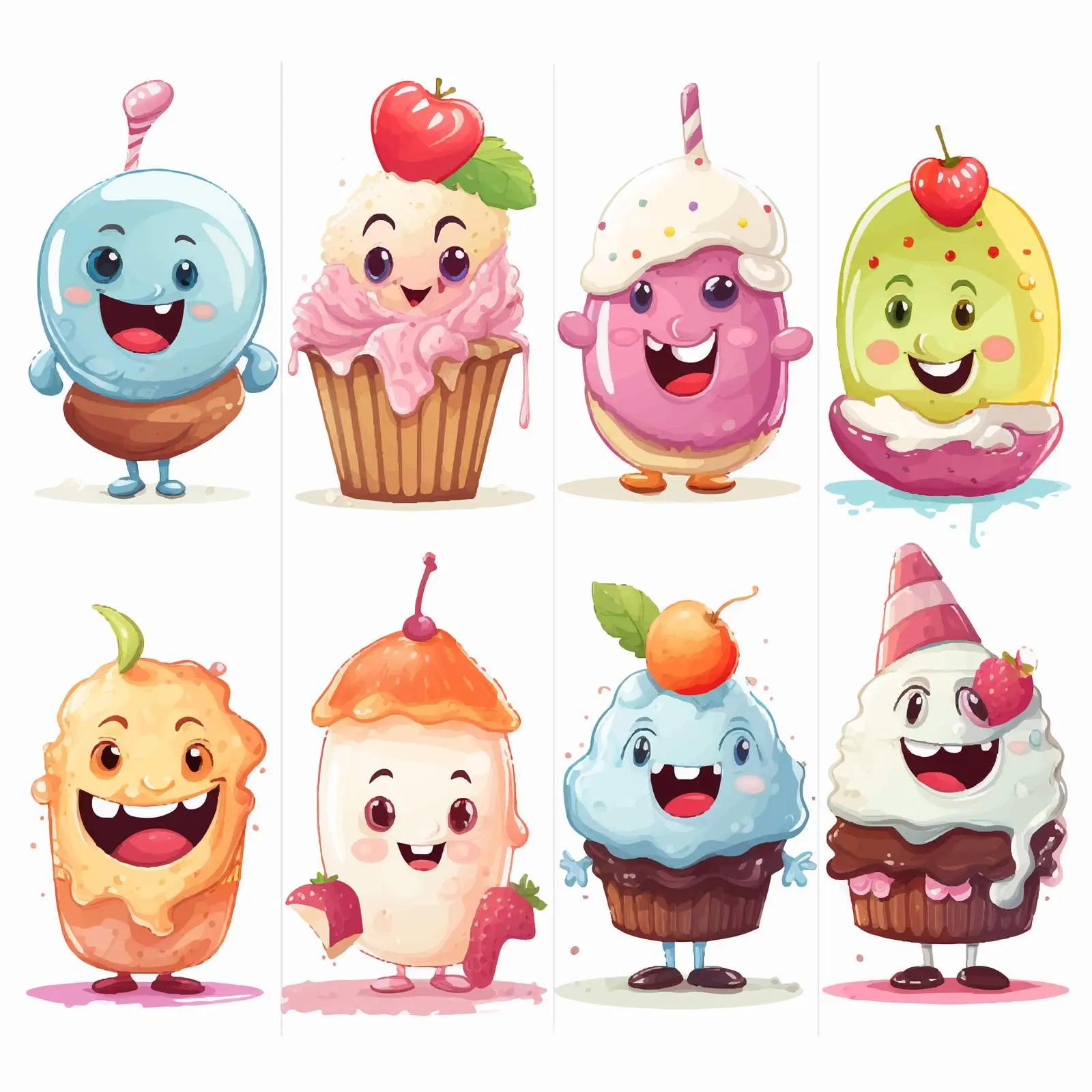 Fun Dessert Character Banners Illustration — free download from Dotvec