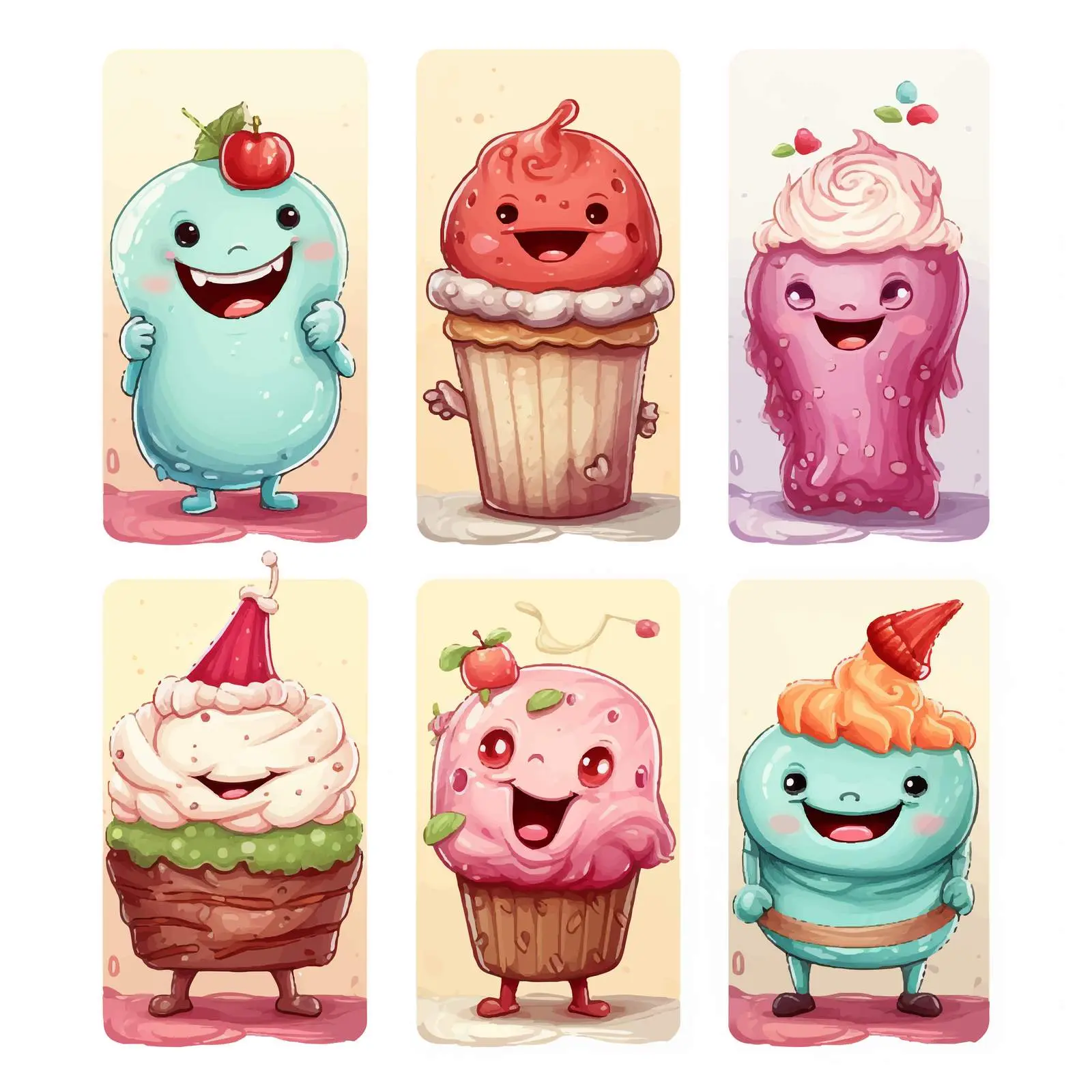 Funny Dessert Character Banners Illustration — free download from Dotvec