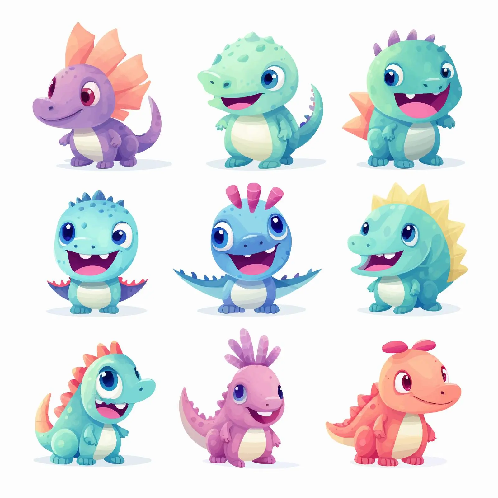 Cute Cartoon Dinosaurs Collection for Kids – free playful dinosaur image from Dotvec