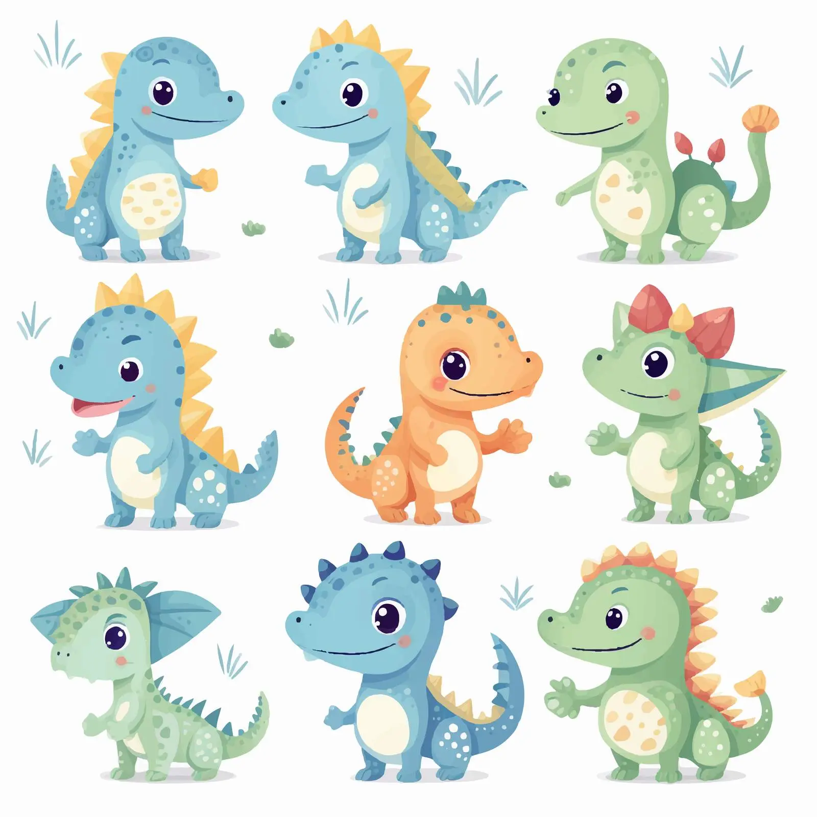 Cute Funny Dinosaurs Collection for Kids — free download from Dotvec