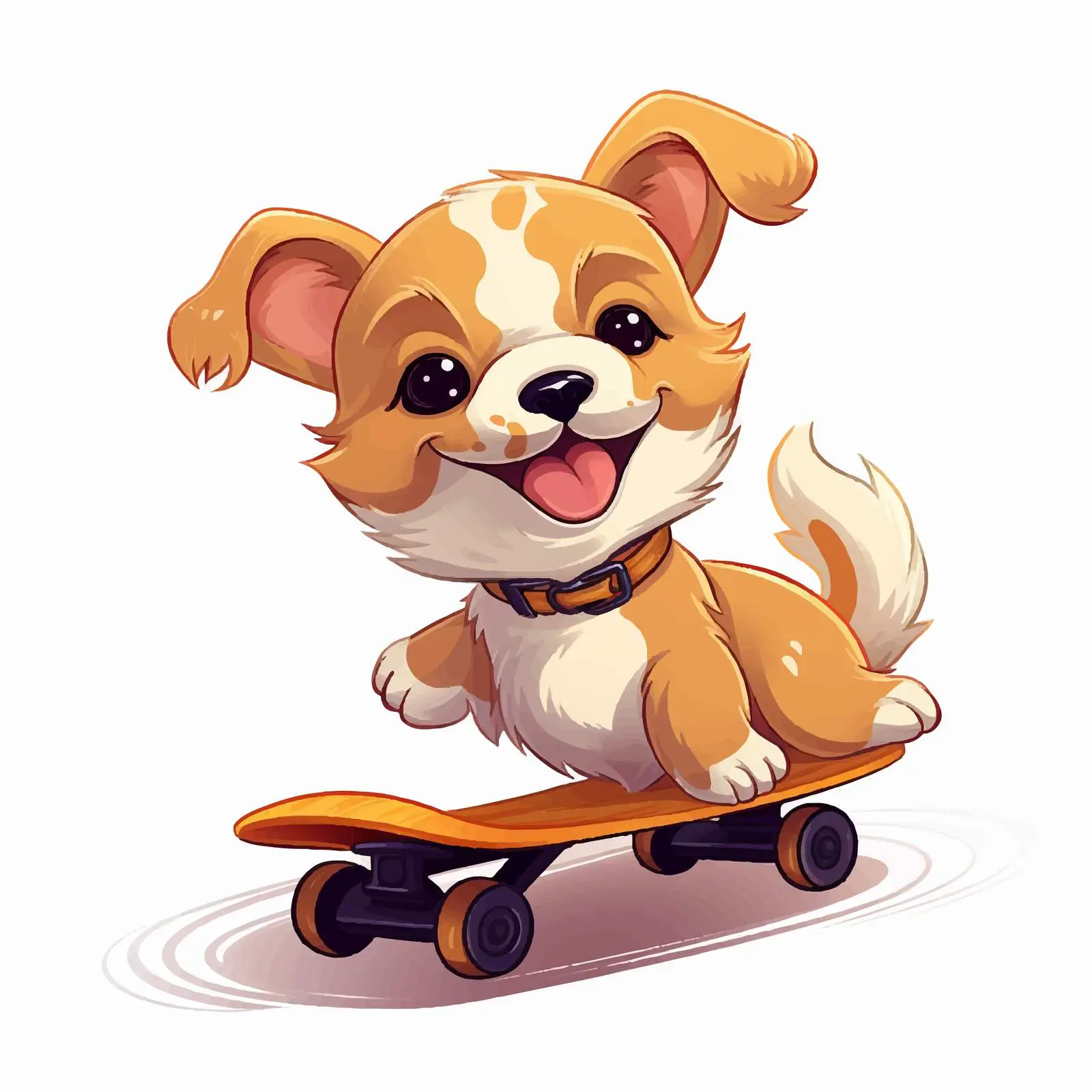Cute Puppy Riding Skateboard Fun — free download from Dotvec