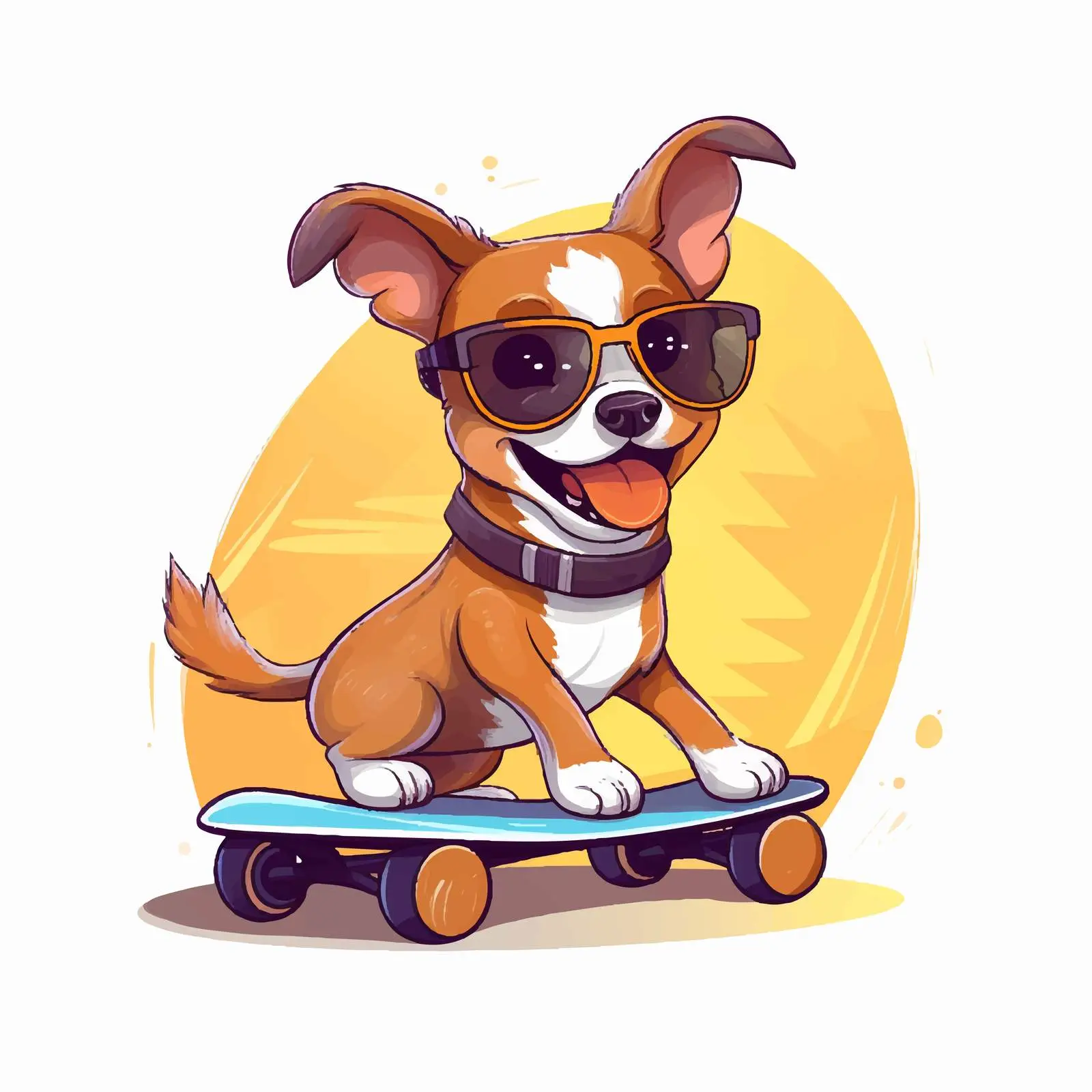 Cute Dog Riding Skateboard Illustration — free download from Dotvec